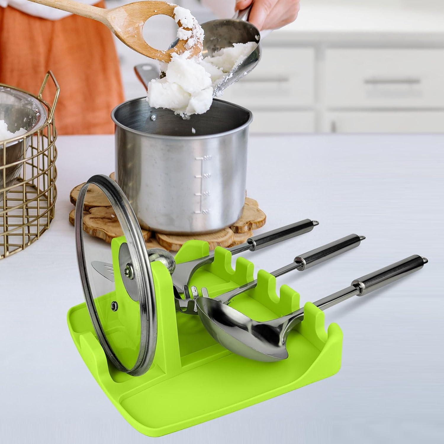 Soporte de Utensilios de Silicona MEETSWEET Verde Manzana