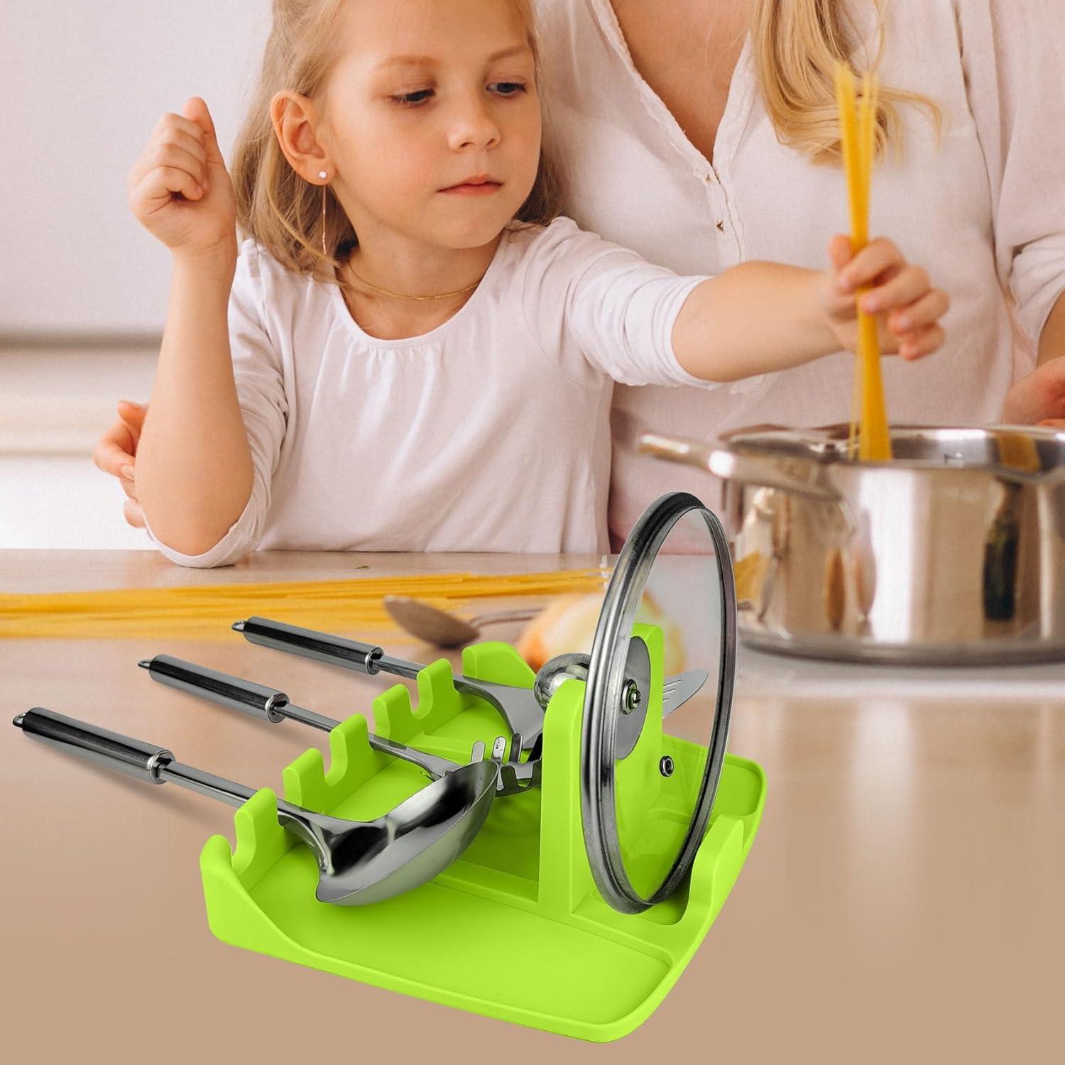 Soporte de Utensilios de Silicona MEETSWEET Verde Manzana