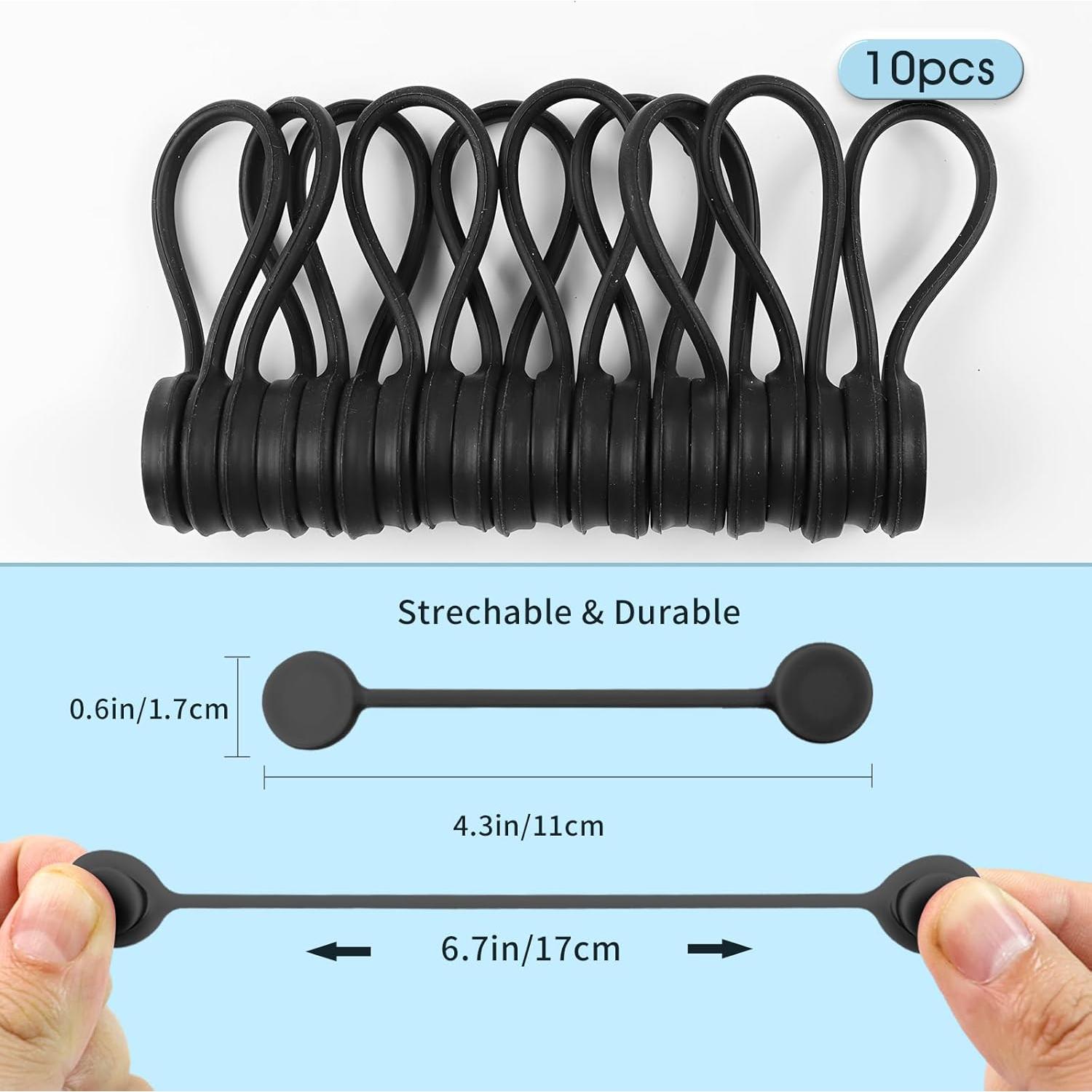 Paquete de 10 Sujetadores Magnéticos de Cable SMLBJUTE 10.9 cm Negro