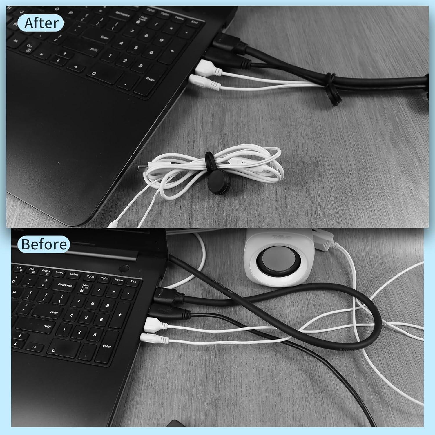 Paquete de 10 Sujetadores Magnéticos de Cable SMLBJUTE 10.9 cm Negro