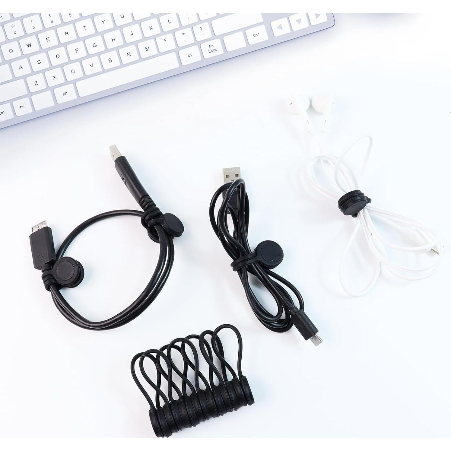 Paquete de 10 Sujetadores Magnéticos de Cable SMLBJUTE 10.9 cm Negro