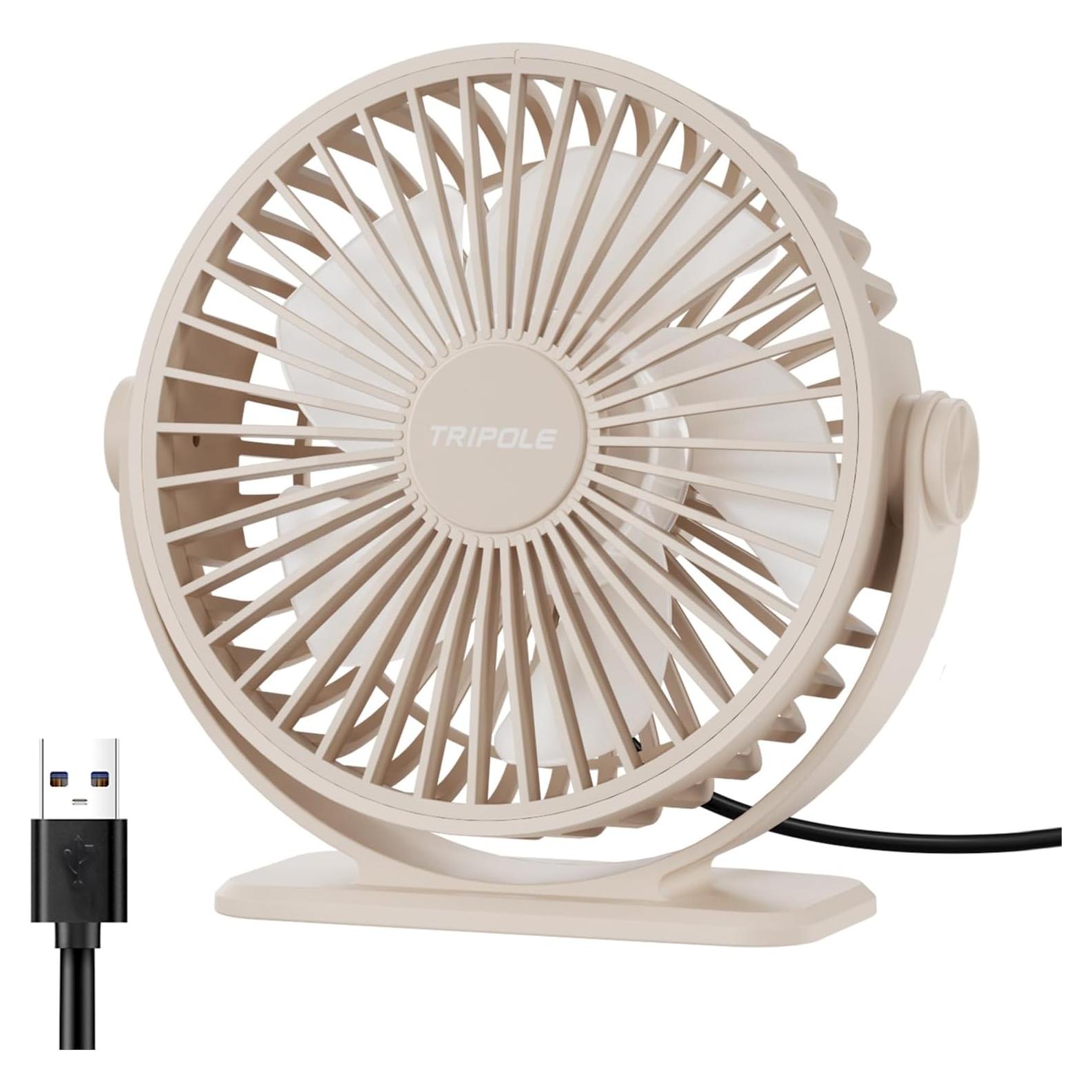 Ventilador de Escritorio USB TriPole KW37 Mini 3 Velocidades Beige
