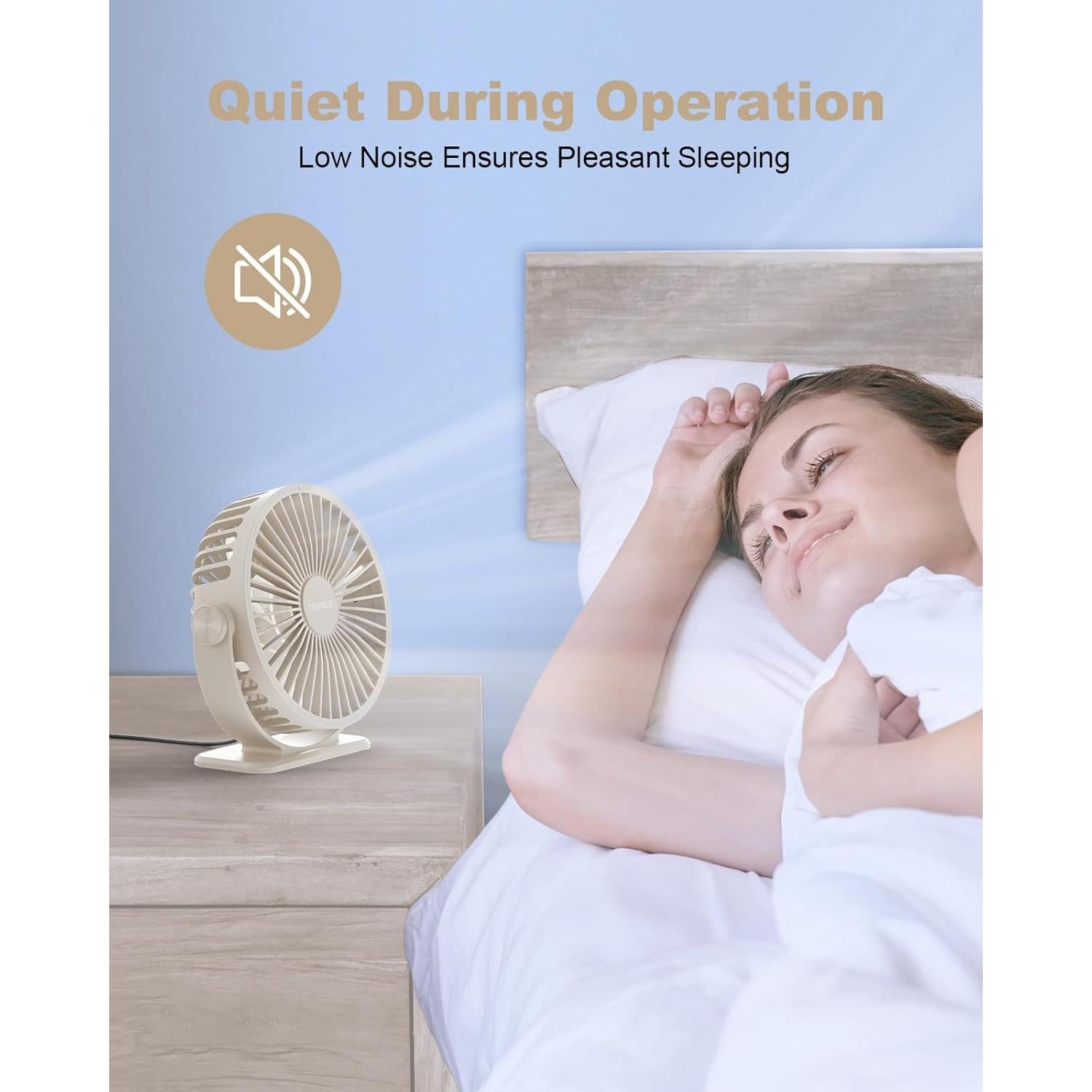 Ventilador de Escritorio USB TriPole KW37 Mini 3 Velocidades Beige