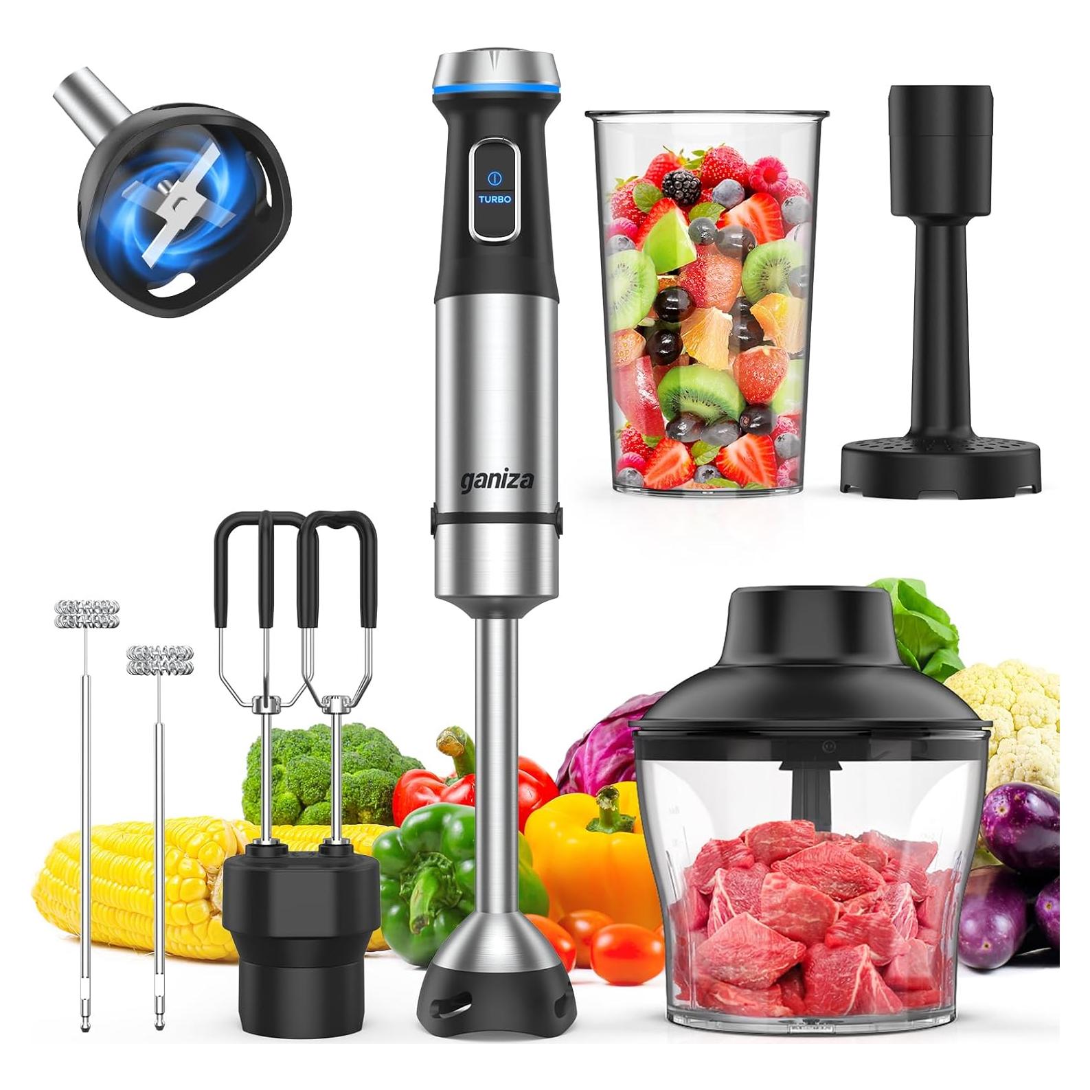 Batidora de Inmersión Ganiza GH10, 6 en 1, 15 Velocidades