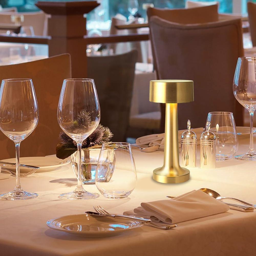 Lámpara de Mesa LED Portátil HPUFKOT Oro Metálico 3 Niveles