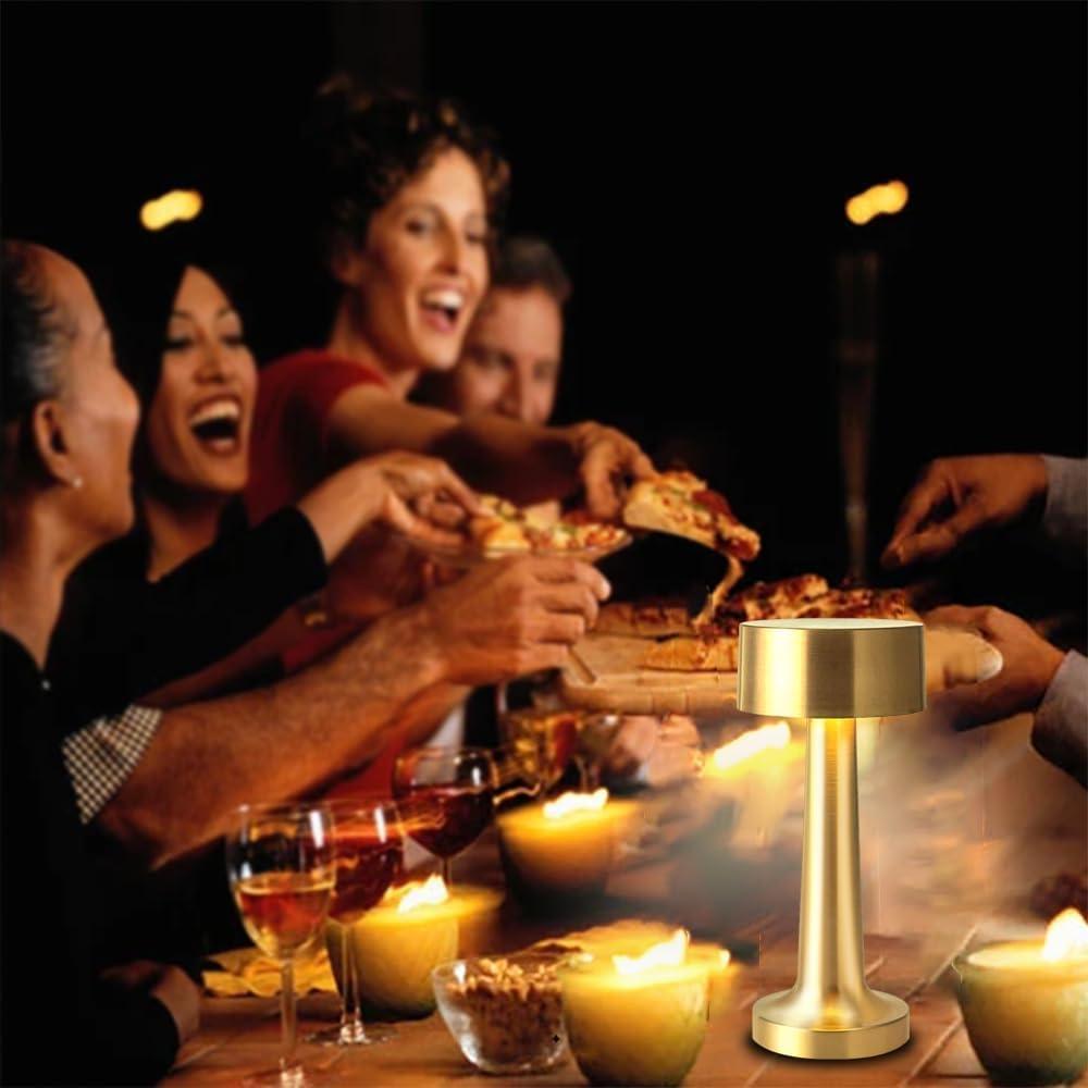 Lámpara de Mesa LED Portátil HPUFKOT Oro Metálico 3 Niveles