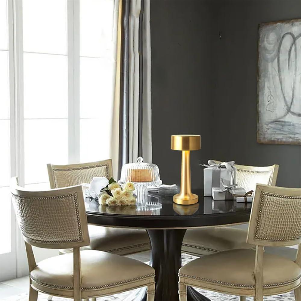 Lámpara de Mesa LED Portátil HPUFKOT Oro Metálico 3 Niveles