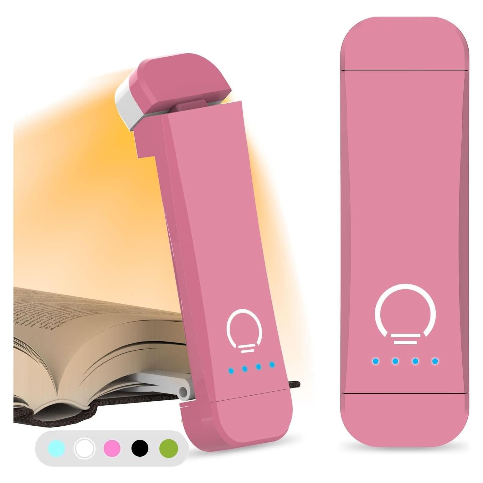 Luz de Lectura Recargable HIONXMGA Rosa con Clip y 7 LEDs