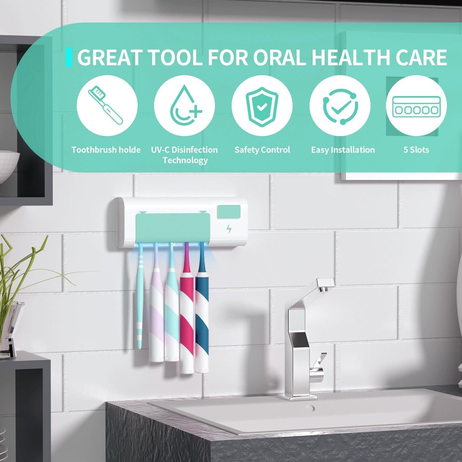 Soporte para Cepillos de Dientes OVAS HOO Verde 5 Espacios