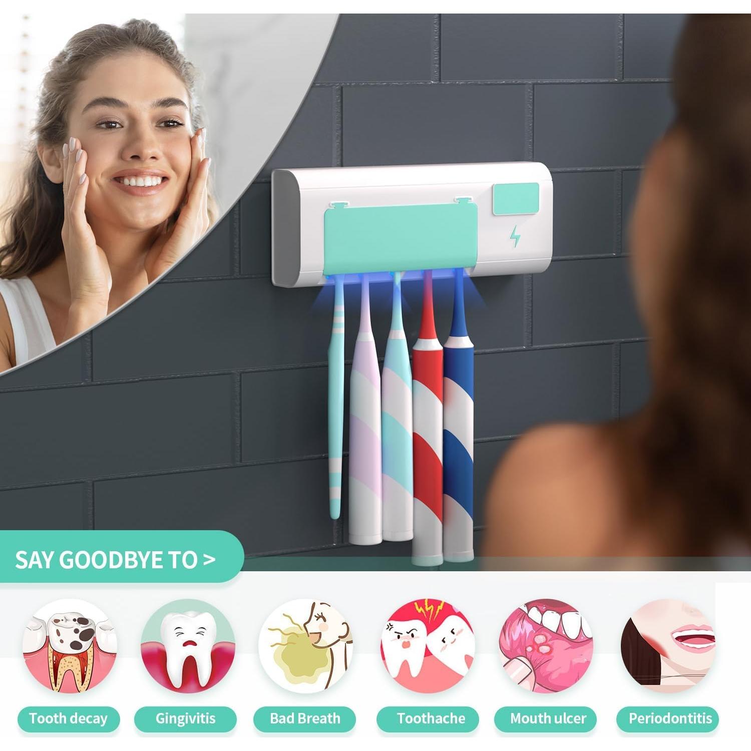 Soporte para Cepillos de Dientes OVAS HOO Verde 5 Espacios