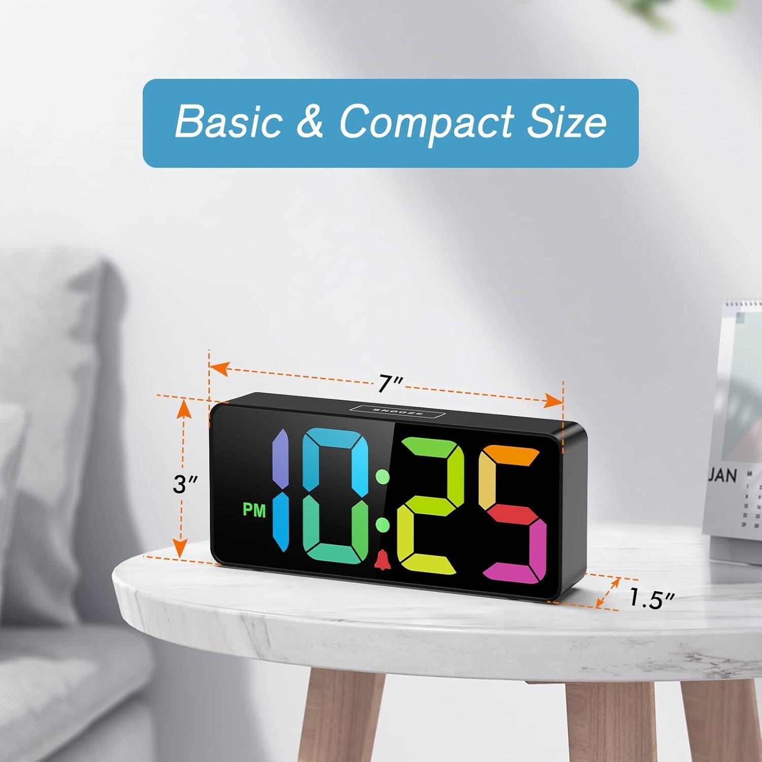 Reloj Despertador Digital Welgo 7.5" LED Ajustable USB