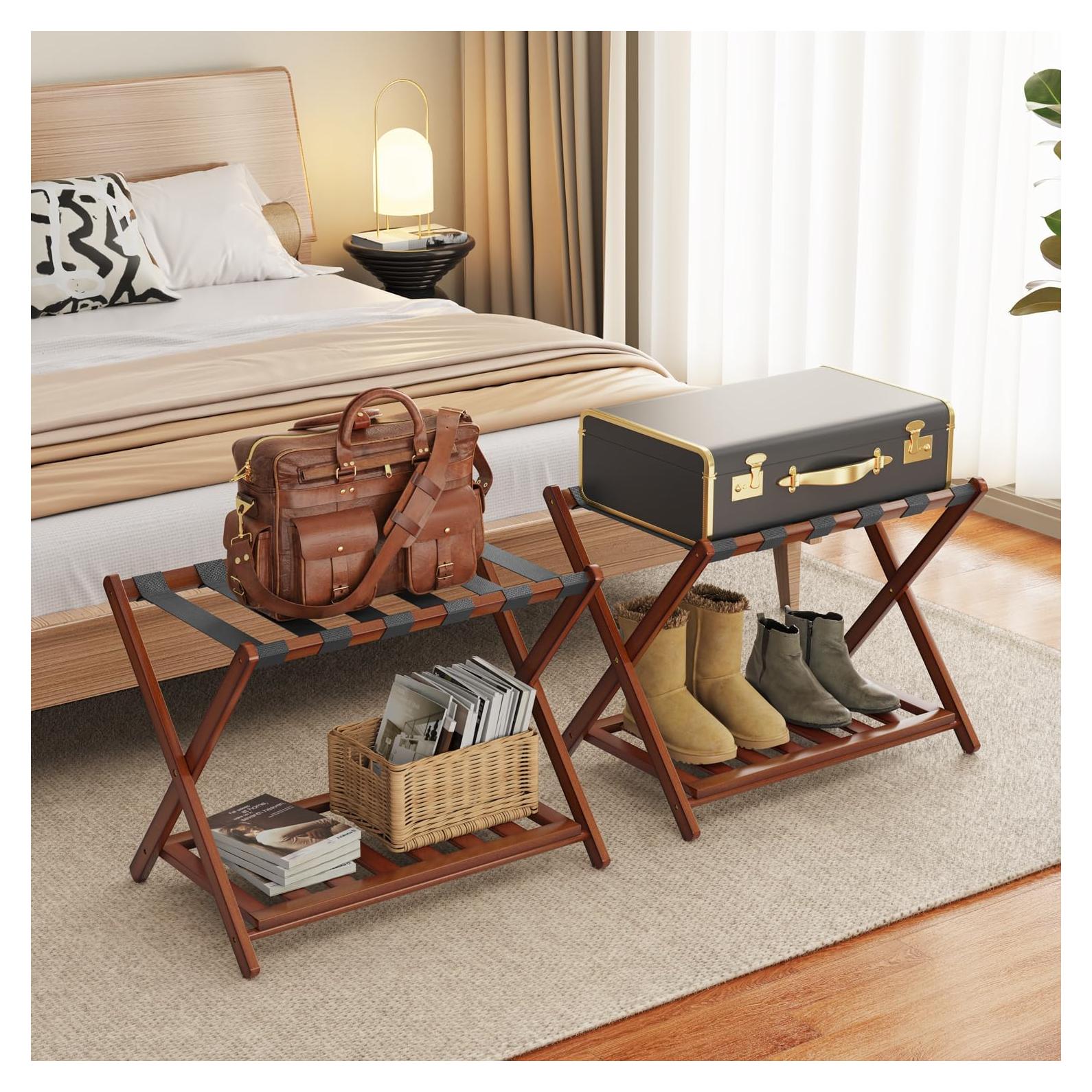 Soporte de Equipaje de Bambú BAMBOOHOMIE Plegable 67.9x43.9 cm