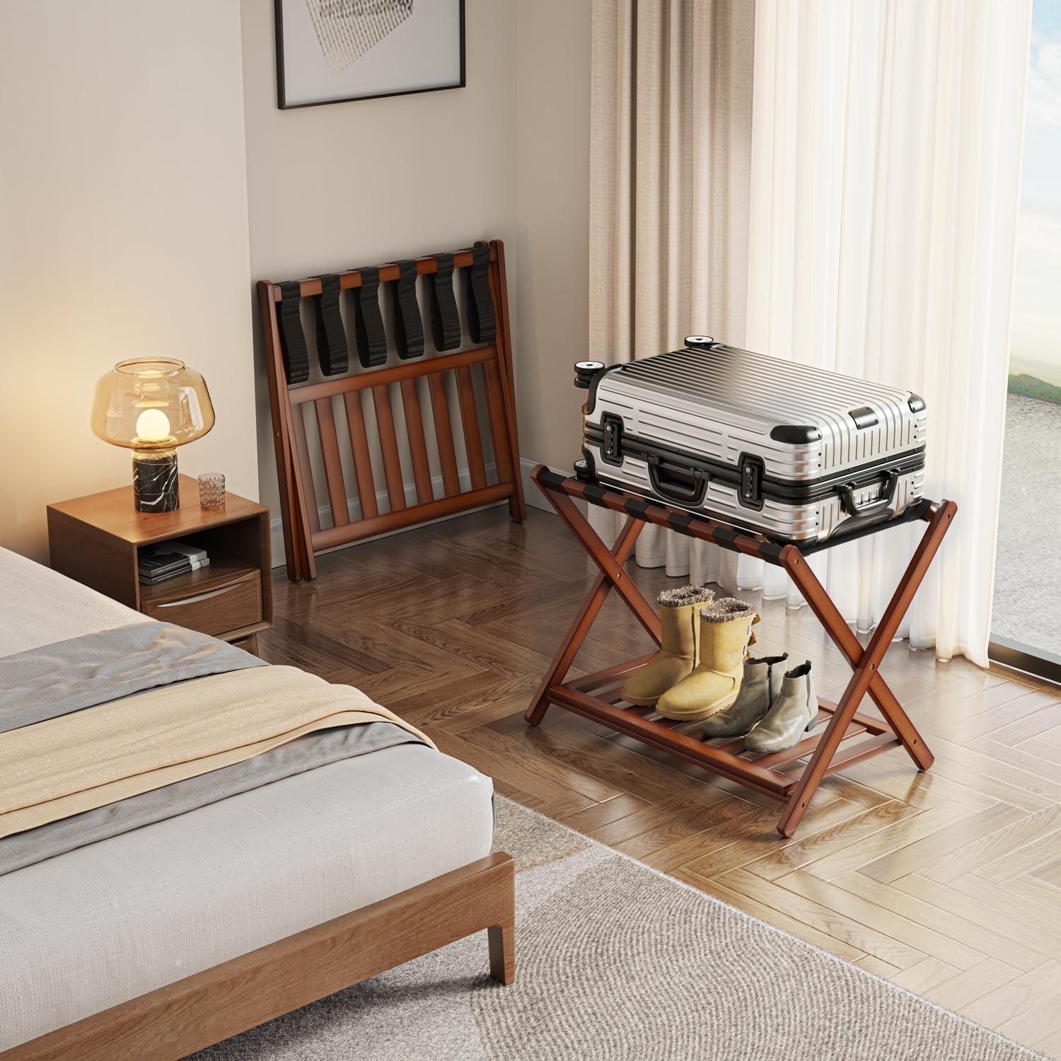 Soporte de Equipaje de Bambú BAMBOOHOMIE Plegable 67.9x43.9 cm