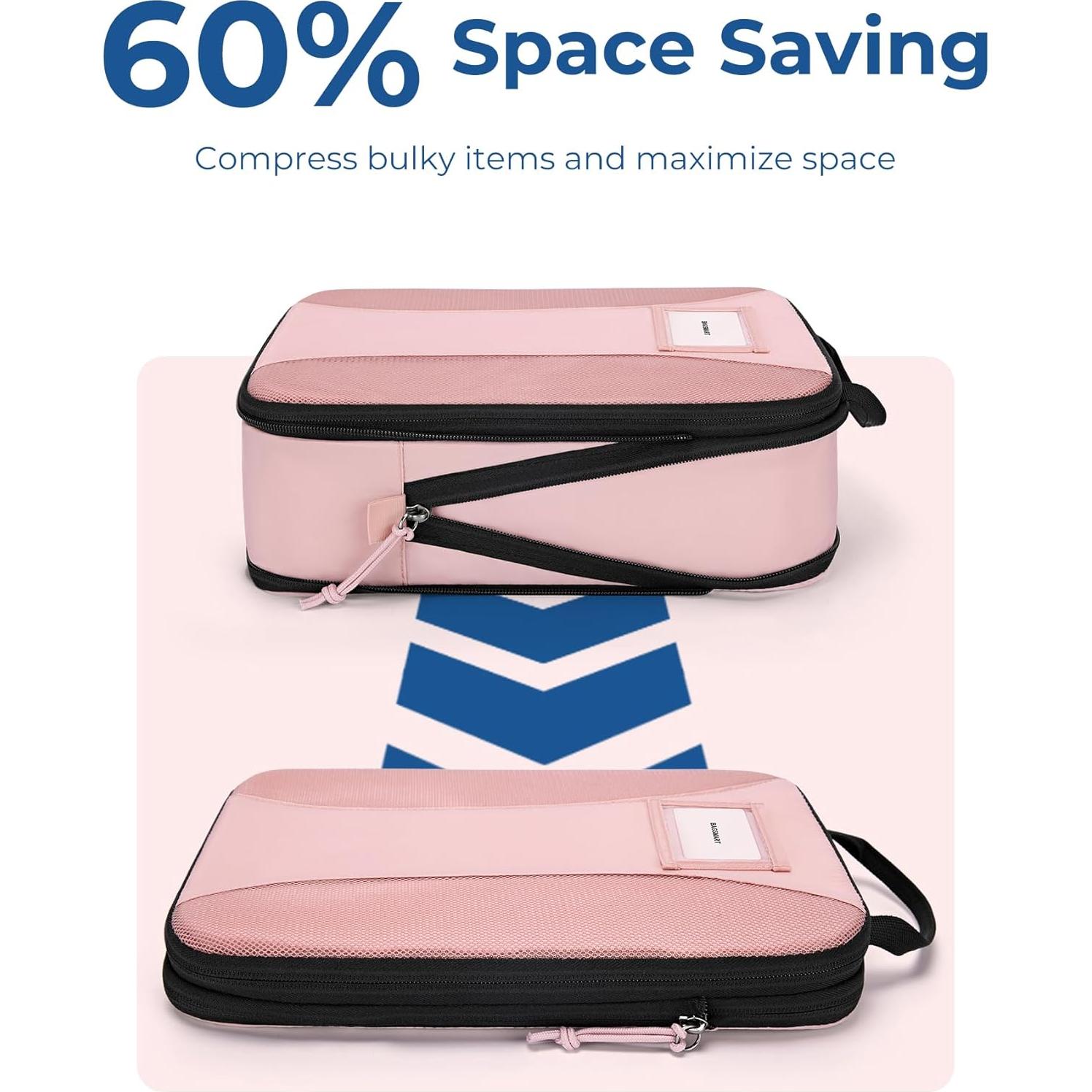 Cubos de Compresión para Empacar BAGSMART 6 PCS Rosa Bebé