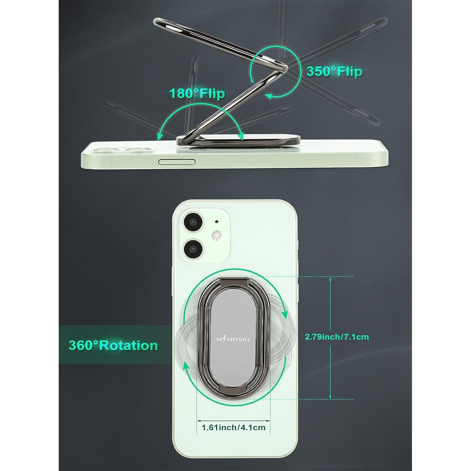 Soporte para teléfono anular Mindsky 360° Negro Gun