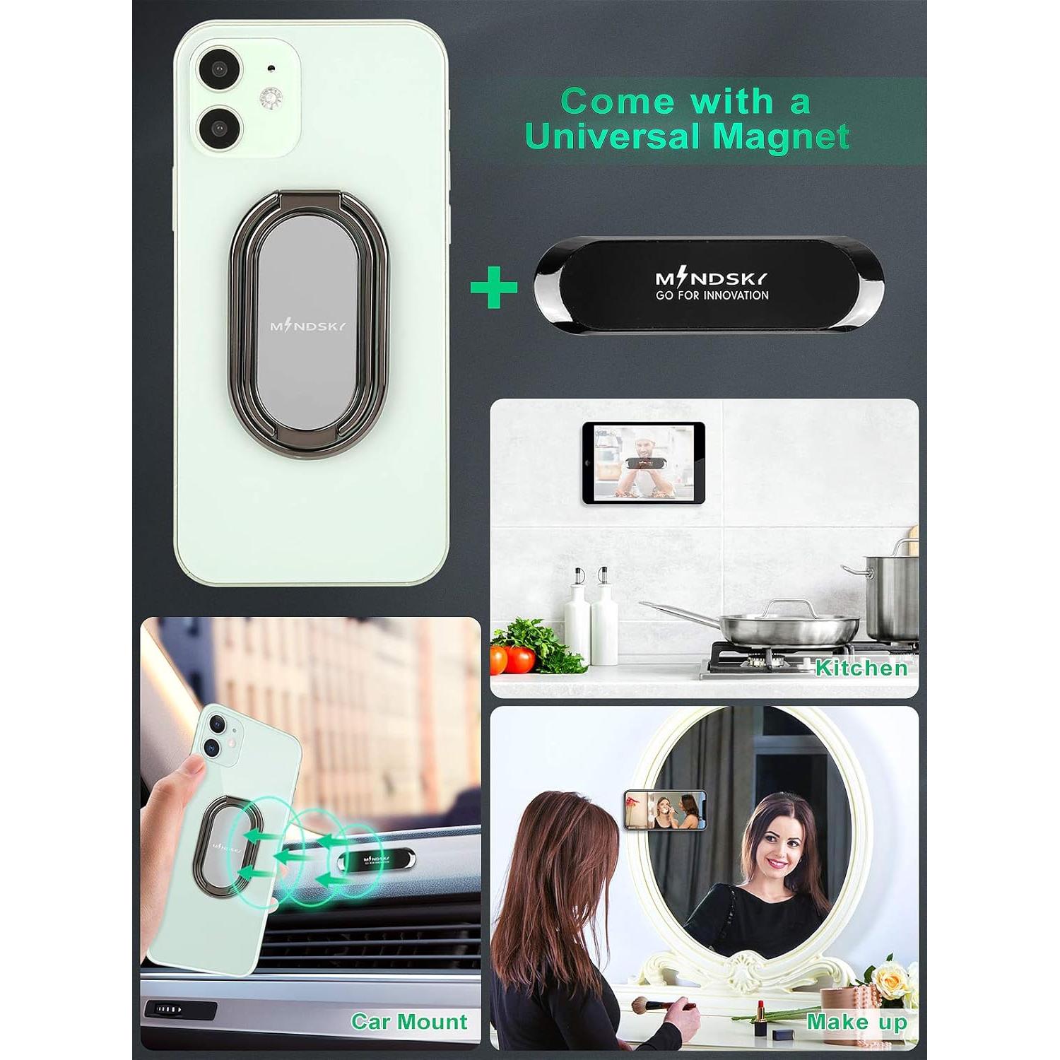 Soporte para teléfono anular Mindsky 360° Negro Gun