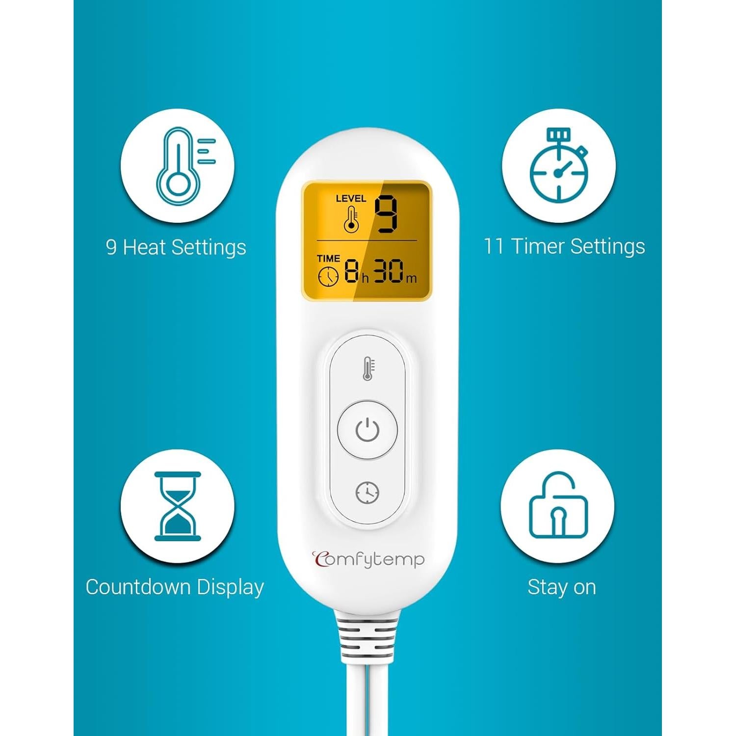 Almohadilla Térmica Eléctrica Comfytemp 30x60cm 1kg 9 Niveles