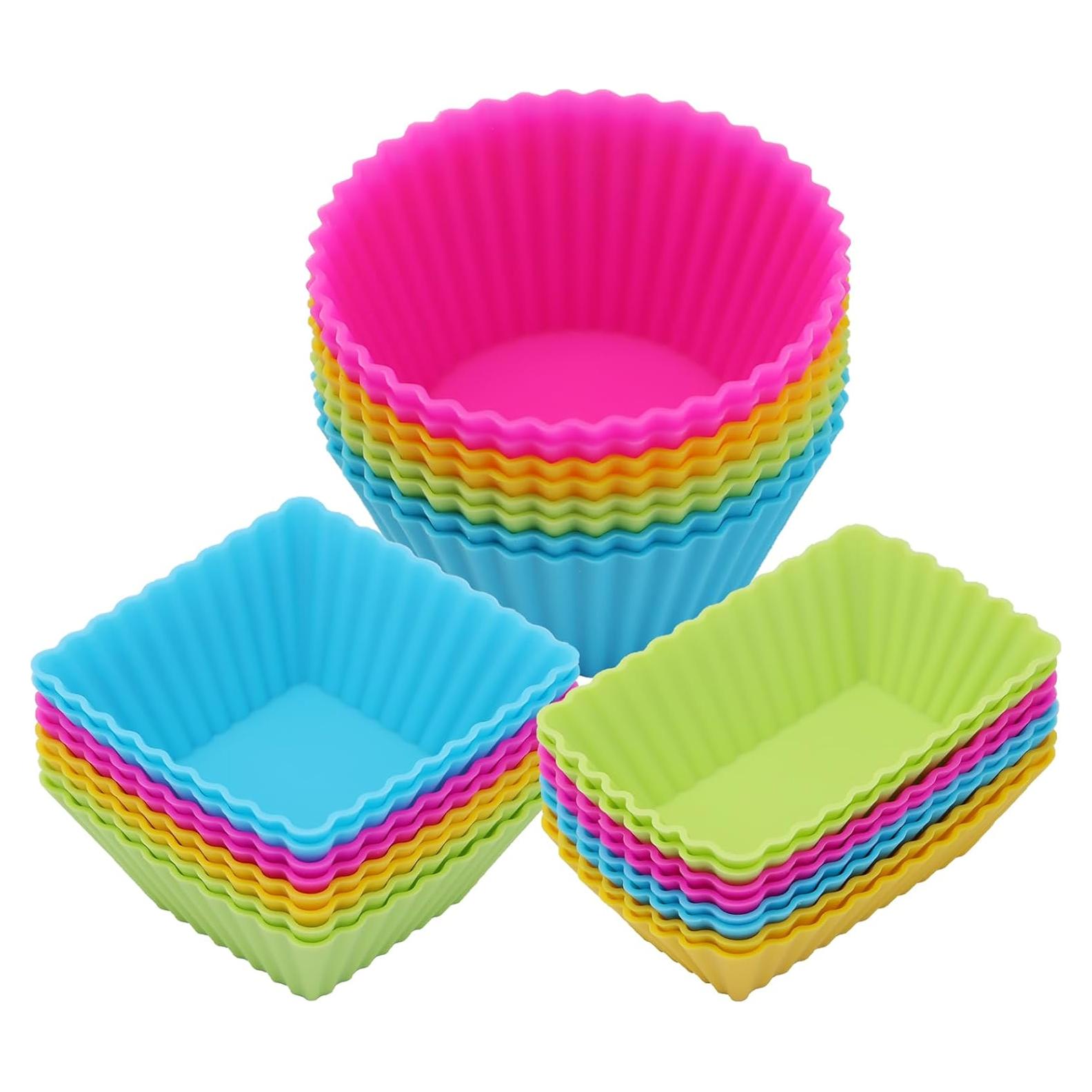 24 Tazas de Silicona Reutilizables SAWNZC para Muffin - Colorido