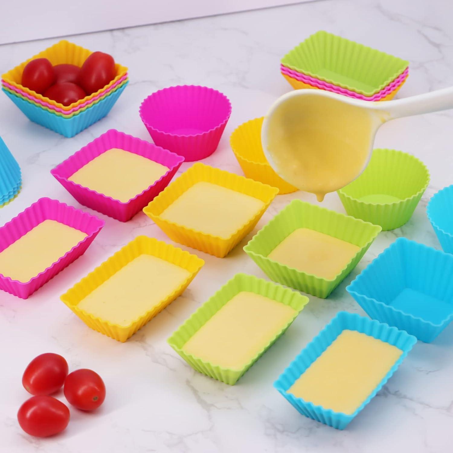 24 Tazas de Silicona Reutilizables SAWNZC para Muffin - Colorido