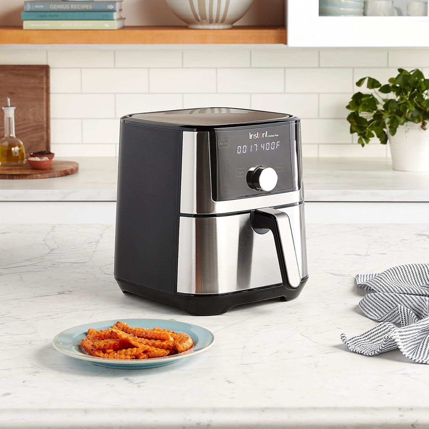 Instant Pot Vortex Plus 4QT Air Fryer, Custom Program Options, 6-in-1 Functions Crisps, Broils, Roasts, Dehydrates, Bakes, Reheats, 100+ In-App Recipes, from the Makers of Instant Pot, Stainless Steel