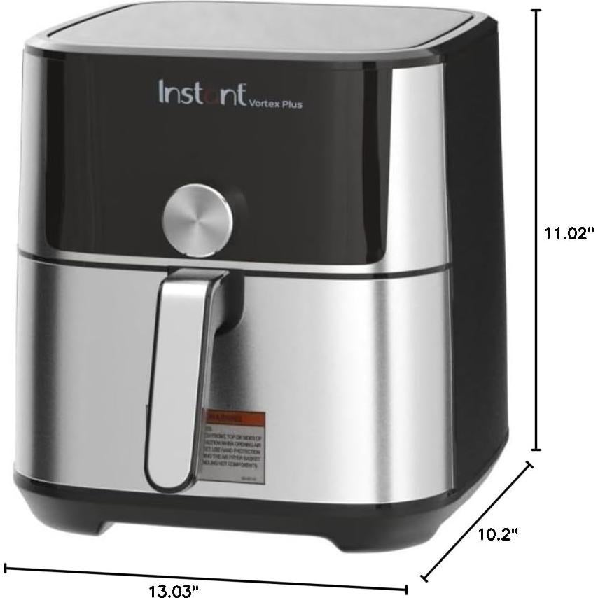 Instant Pot Vortex Plus 4QT Air Fryer, Custom Program Options, 6-in-1 Functions Crisps, Broils, Roasts, Dehydrates, Bakes, Reheats, 100+ In-App Recipes, from the Makers of Instant Pot, Stainless Steel