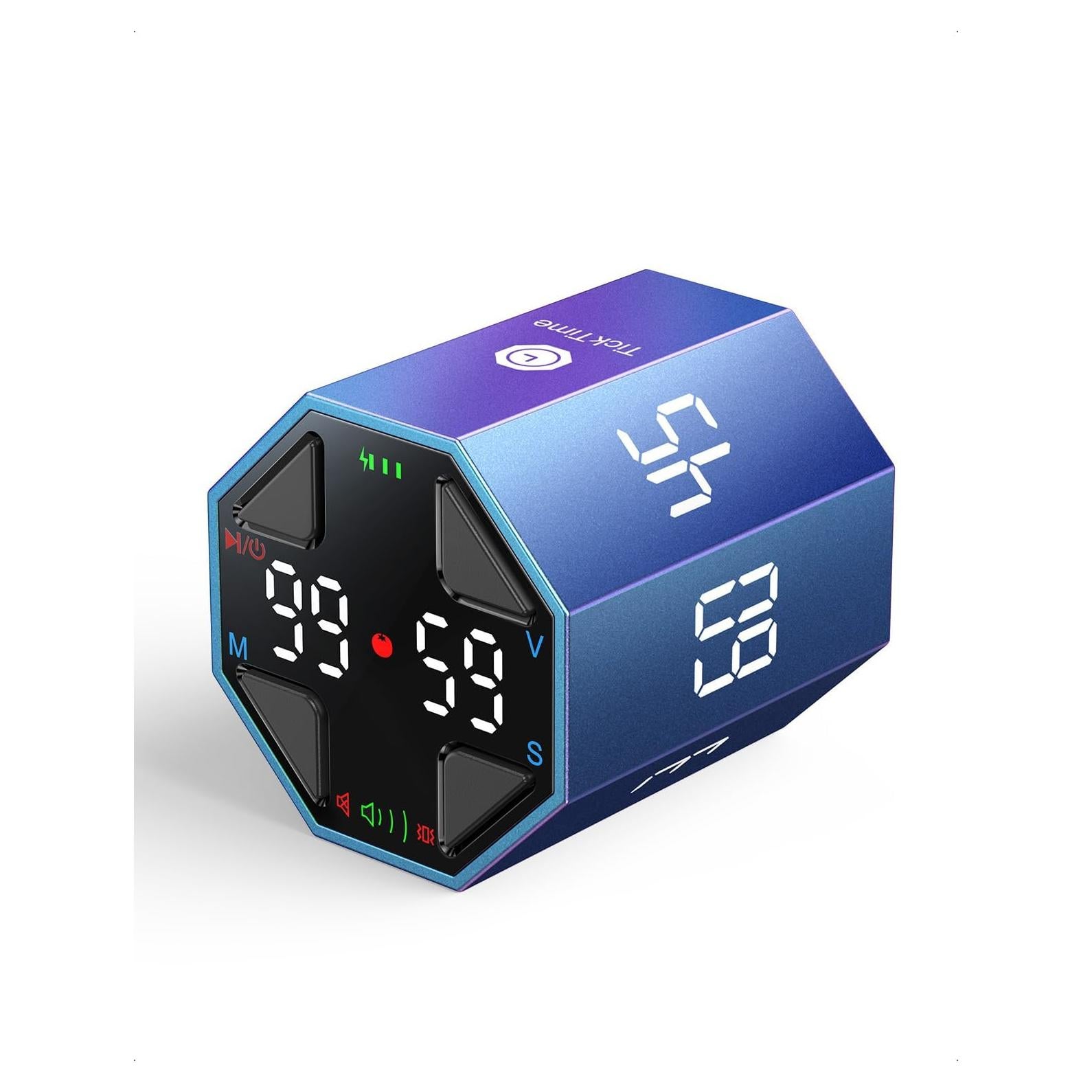 Temporizador Pomodoro Ticktime Azul, 7 Modos, Silencioso y Recargable