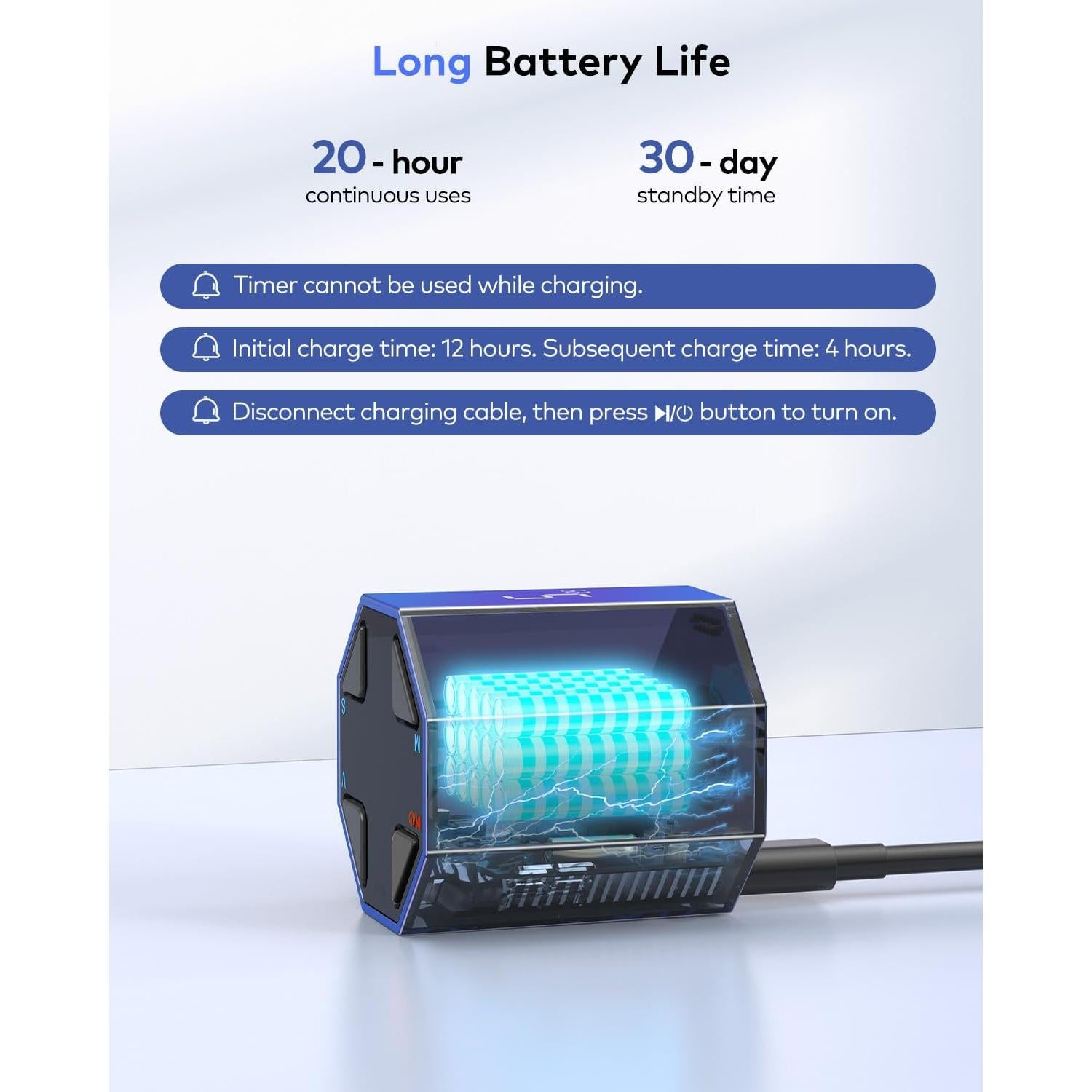 Temporizador Pomodoro Ticktime Azul, 7 Modos, Silencioso y Recargable