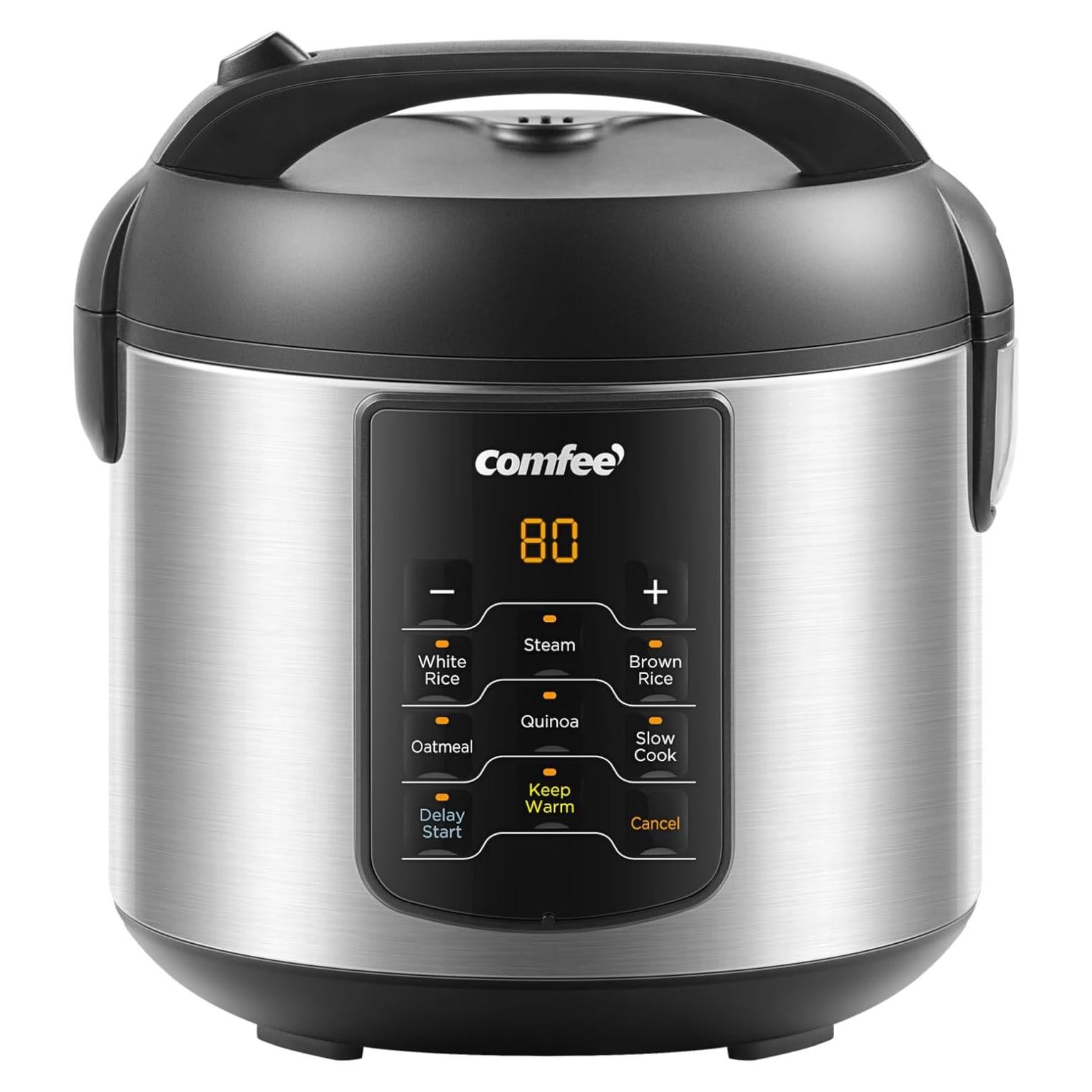 Cocedor de Arroz COMFEE' Eléctrico 2 QT Acero Inoxidable 6 en 1