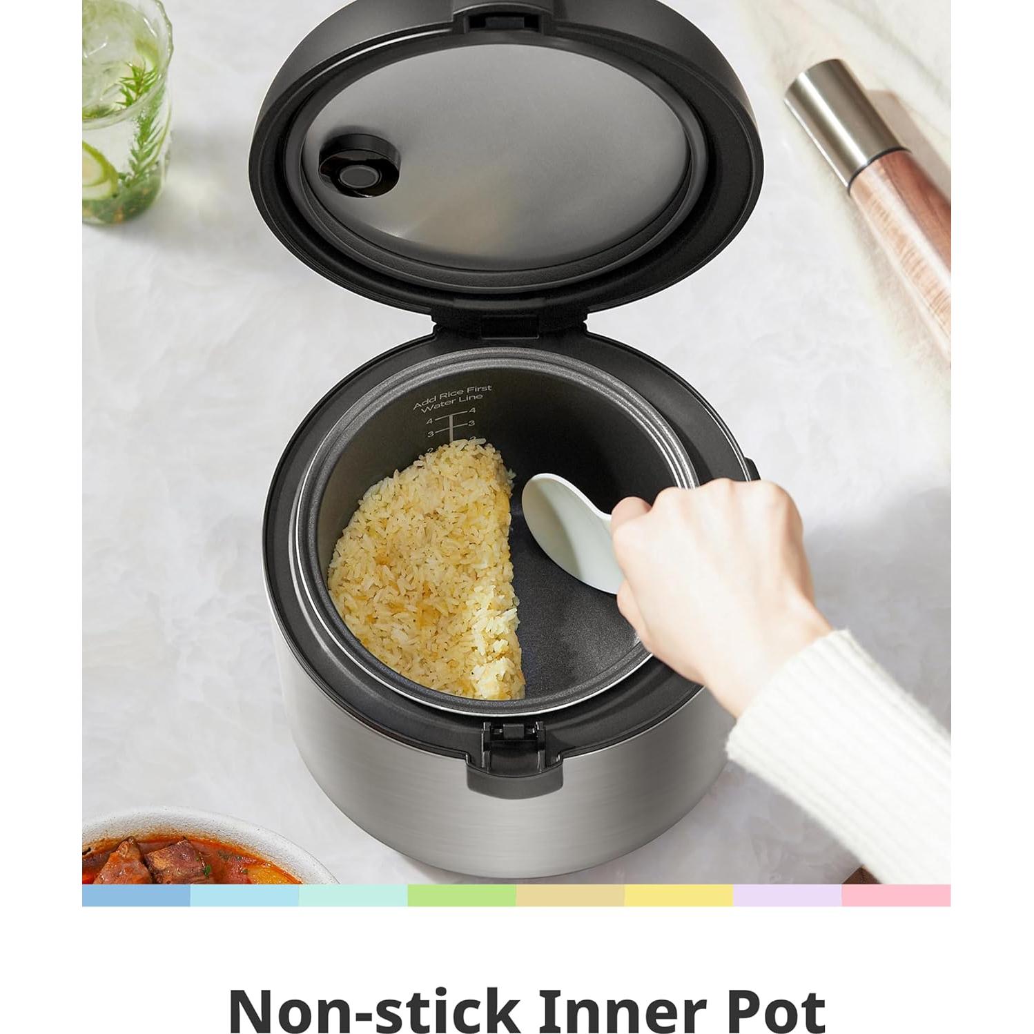 Cocedor de Arroz COMFEE' Eléctrico 2 QT Acero Inoxidable 6 en 1