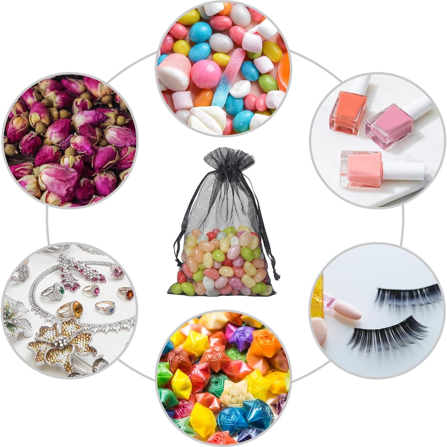 Bolsas de Organza Hopttreely 100pcs Negras 10x12cm para Regalos