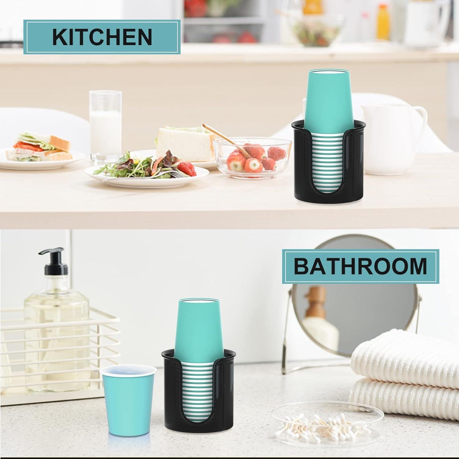 Soporte para Tazas de Baño BYAWAY - 2 Dispensadores 3 oz Negro