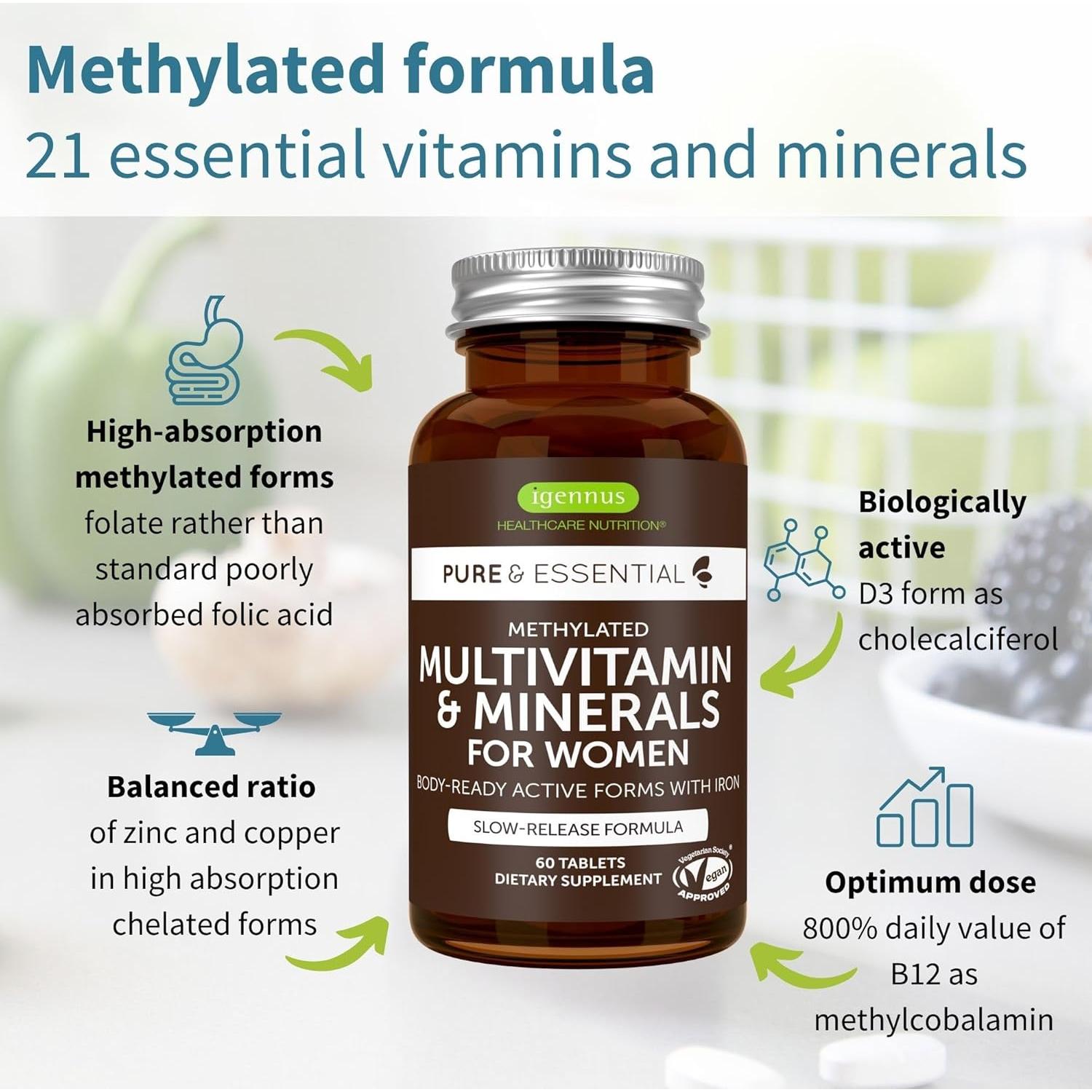 Multivitamina Metilada para Mujeres Igennus 60 Tabletas