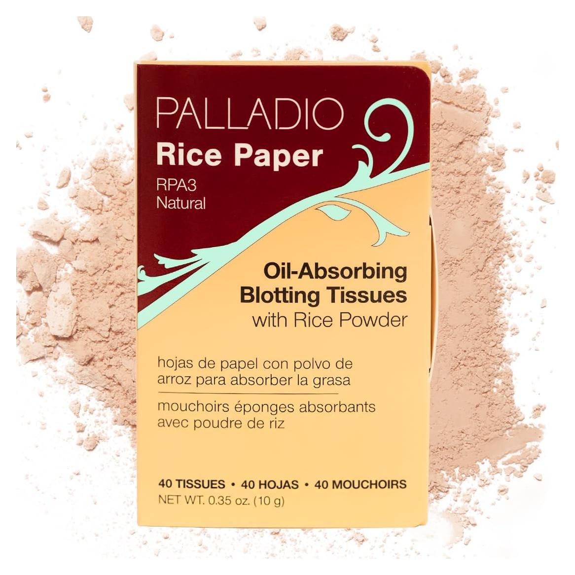 Papel de Arroz Absorbente Palladio para Piel Grasa 40 Hojas