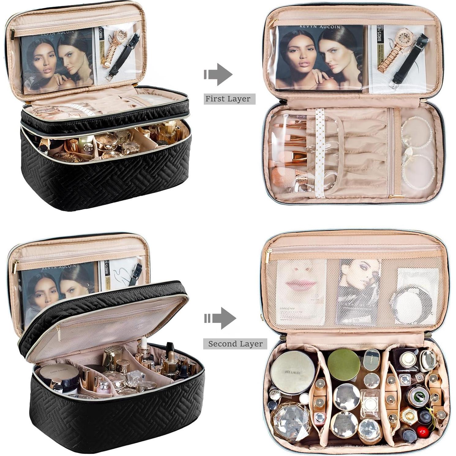 Bolsa de Maquillaje Grande AMOIGEE Doble Capa 30.5x17.8cm