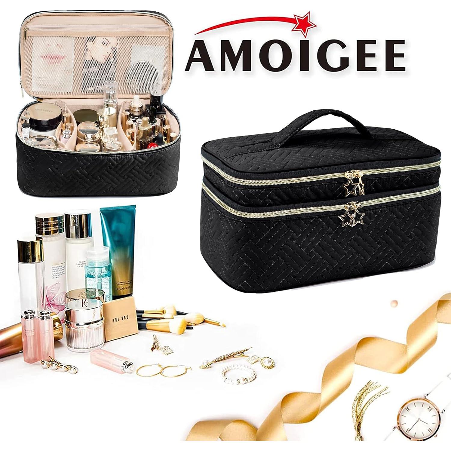 Bolsa de Maquillaje Grande AMOIGEE Doble Capa 30.5x17.8cm