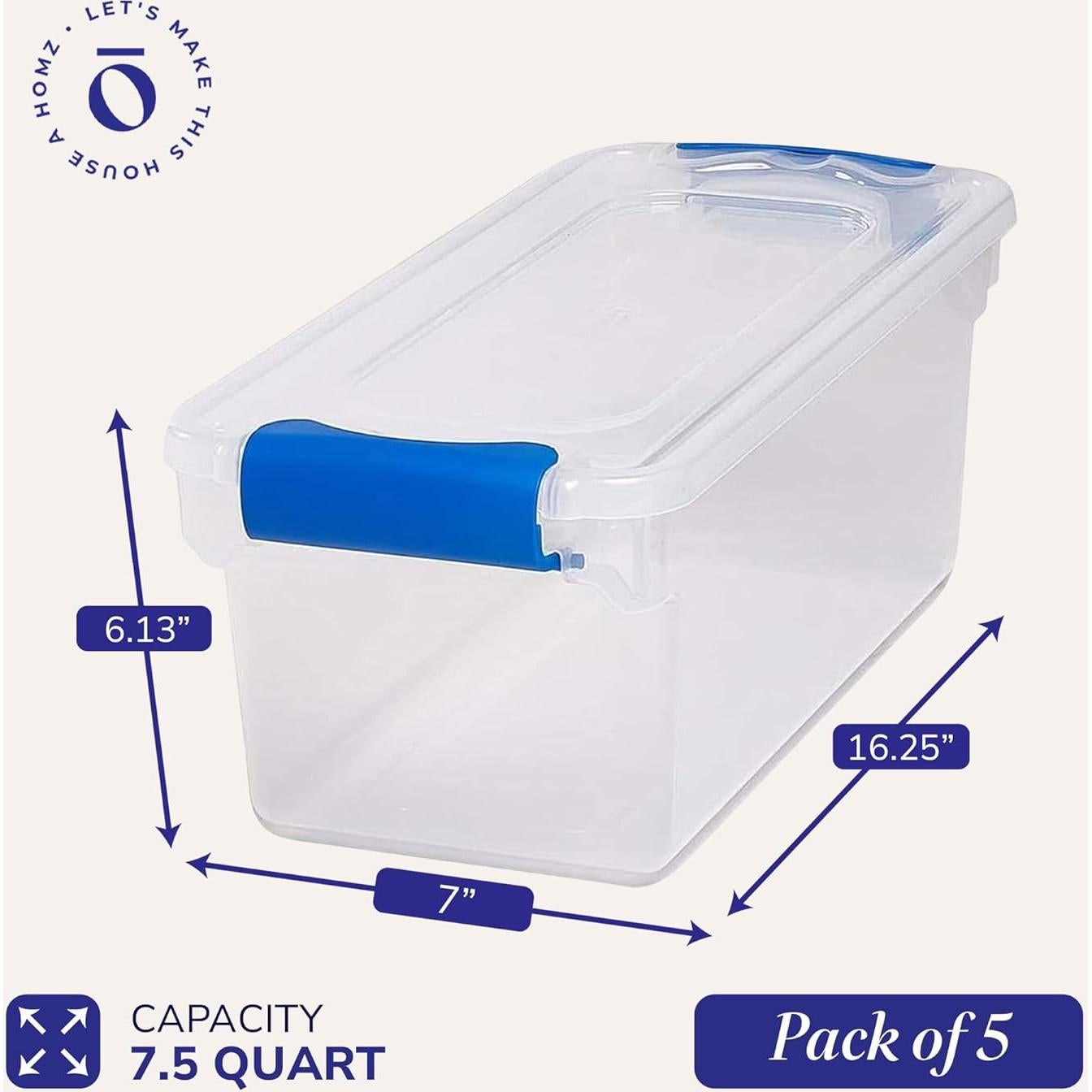 Contenedores de Almacenamiento HOMZ 5-Pack 7.1L Azul