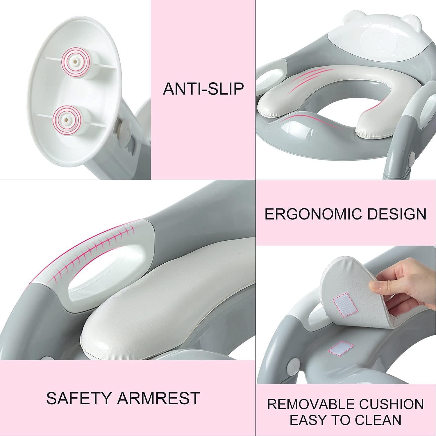 Asiento de Entrenamiento para Baño Fedicelly Gris/Blanco Ajustable