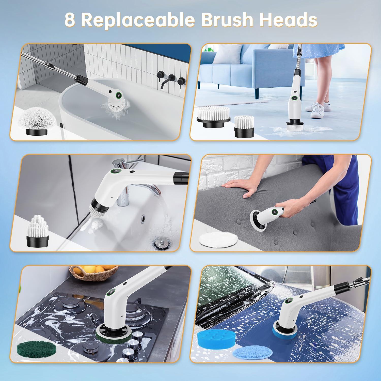 Limpiador Eléctrico PUFTEM HC-CA04 Inalámbrico 8 Cepillos