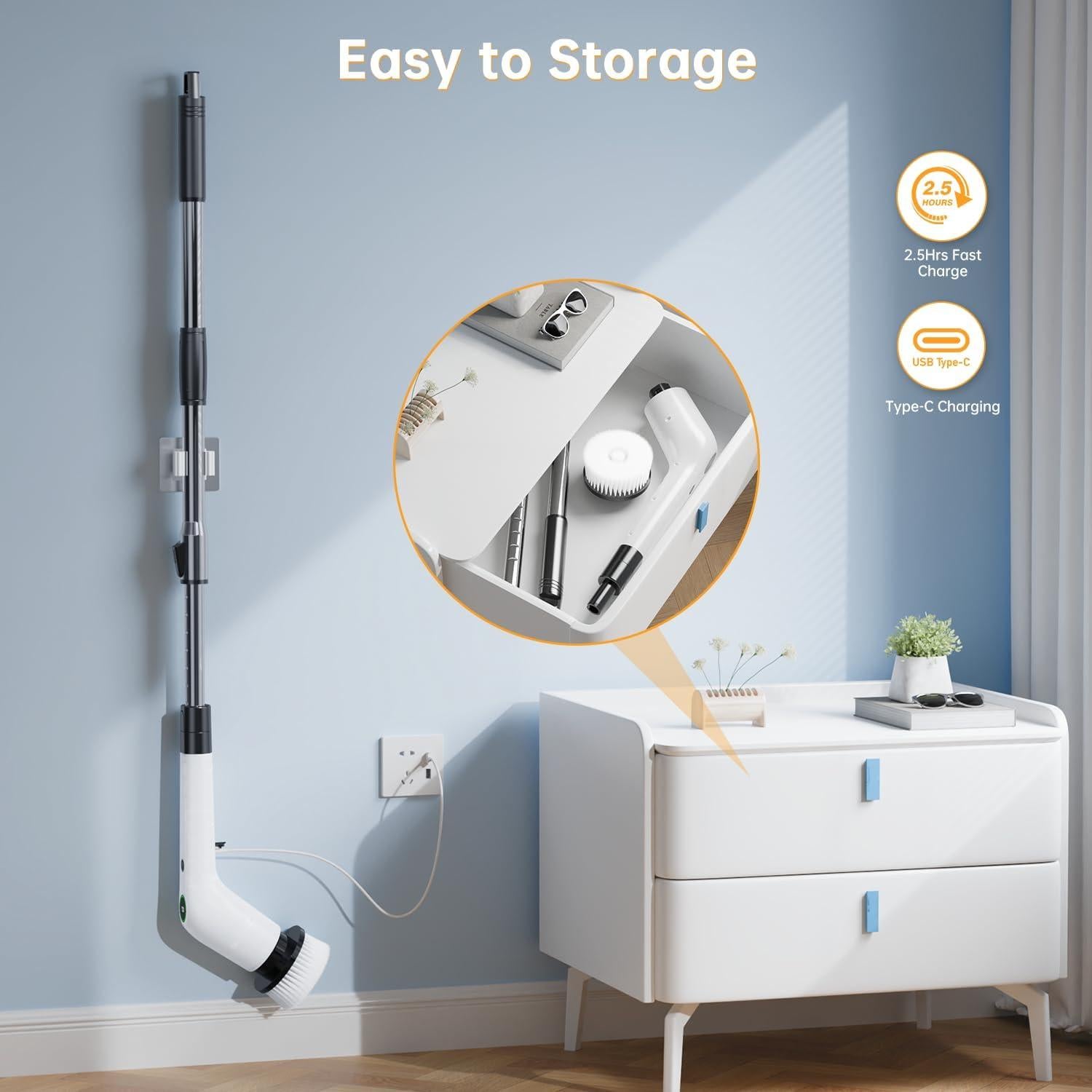 Limpiador Eléctrico PUFTEM HC-CA04 Inalámbrico 8 Cepillos