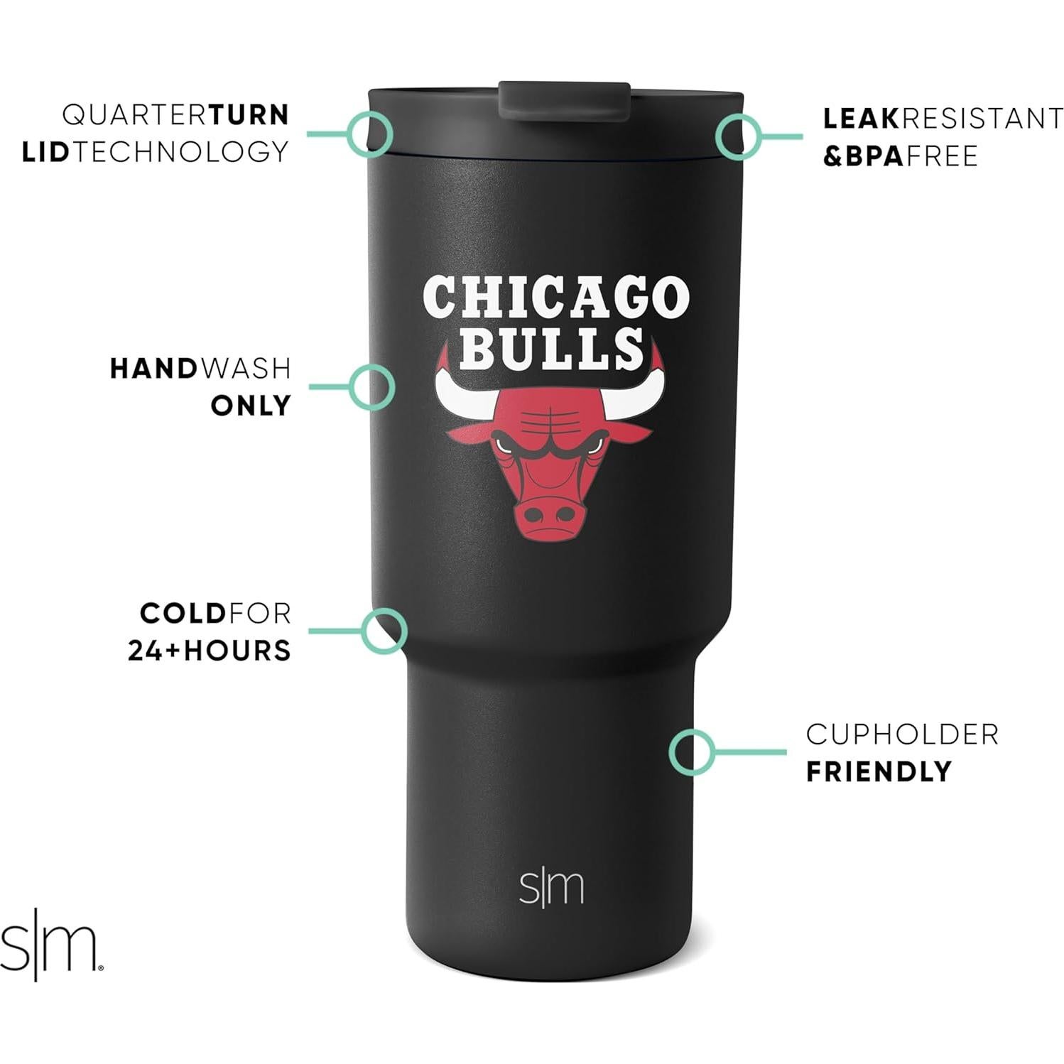 Vaso Térmico Simple Modern 887ml Chicago Bulls con Tapa