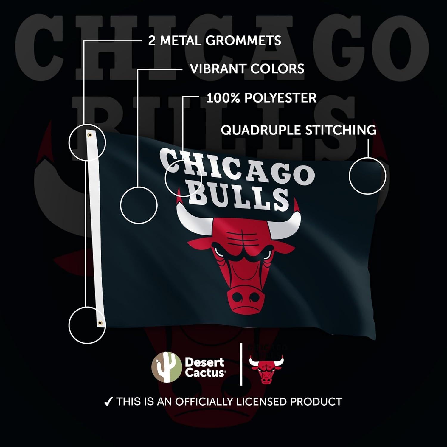 Bandera Chicago Bulls Desert Cactus 91x152 cm Poliester