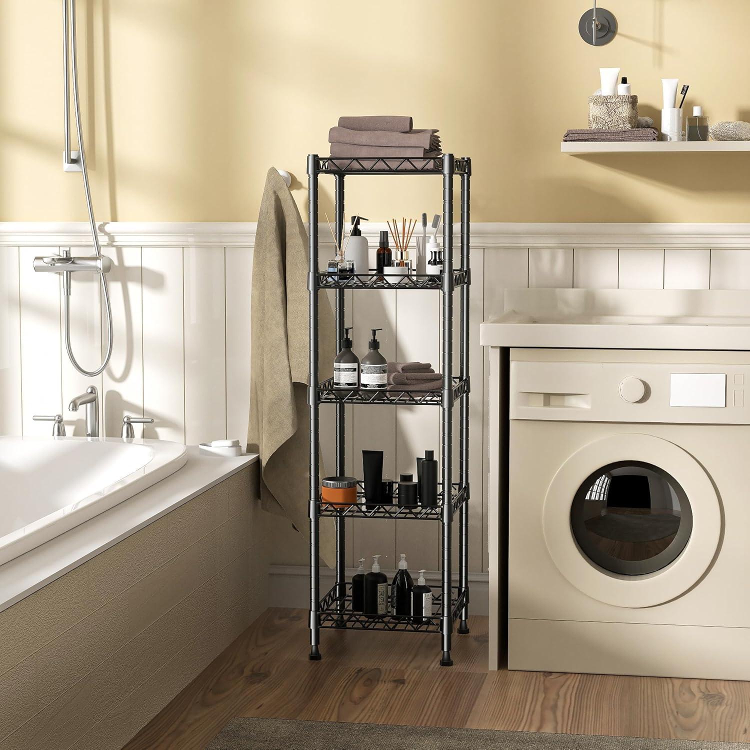 Estantería de Metal GIOTORENT 5 Niveles Ajustable 30x30x127cm Negro