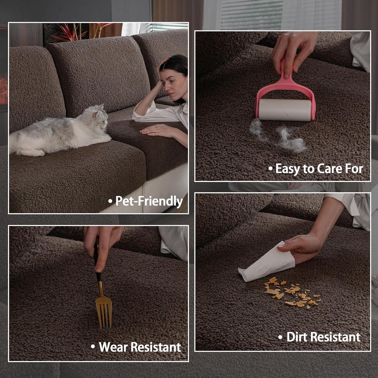 Funda de Sofá Seccional OHSIO XL Marrón Lavable y Elástica