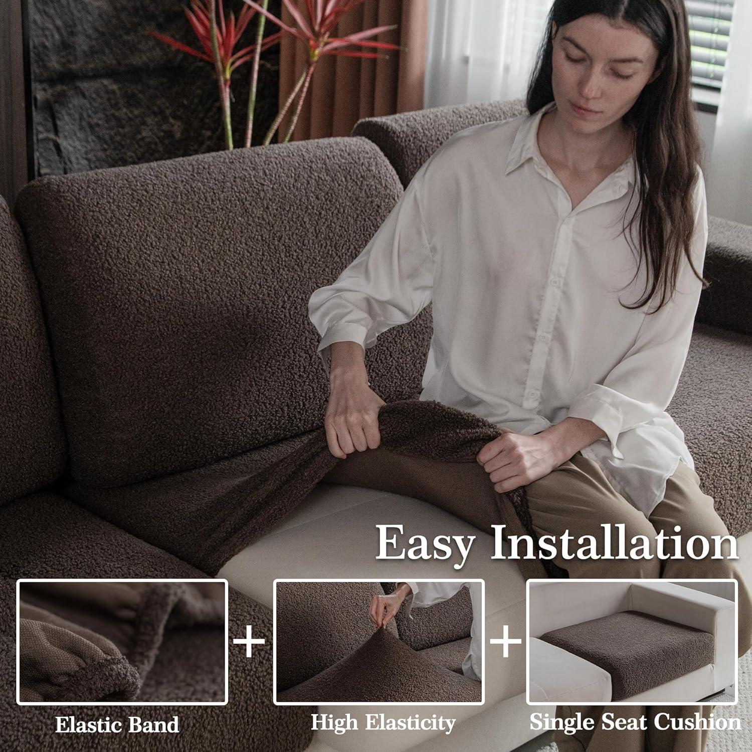 Funda de Sofá Seccional OHSIO XL Marrón Lavable y Elástica