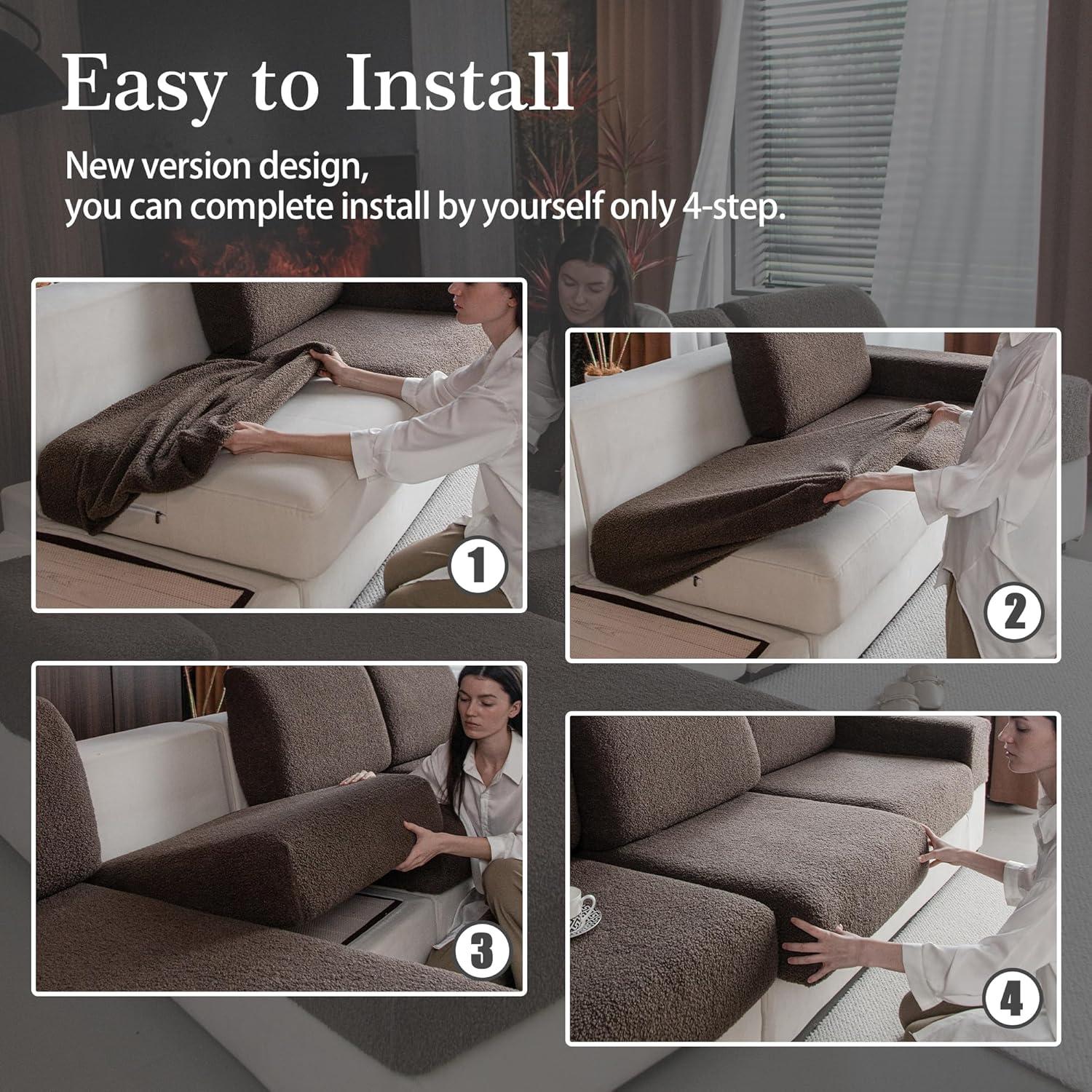 Funda de Sofá Seccional OHSIO XL Marrón Lavable y Elástica