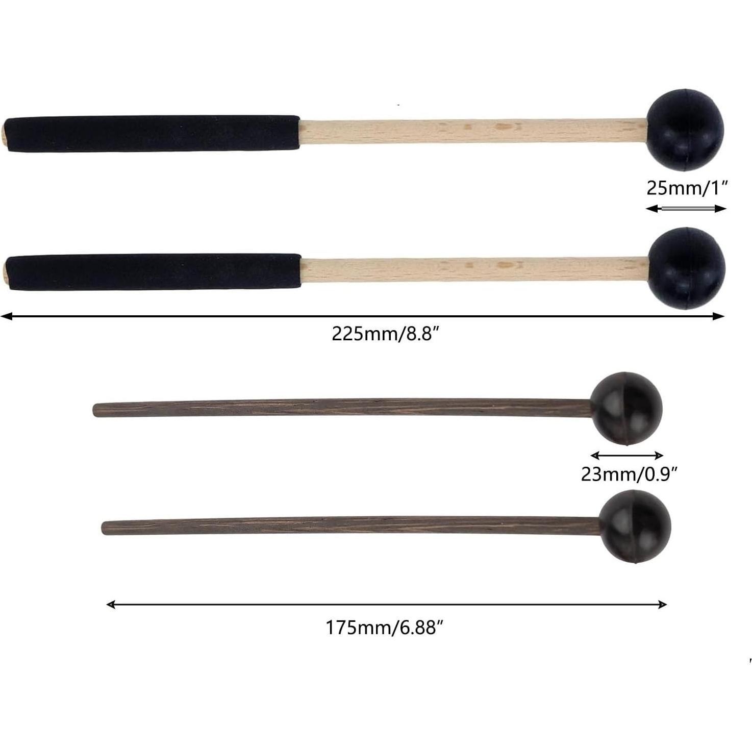 Mallets de Percusión de Goma y Madera - 2 Pares para Xilófono
