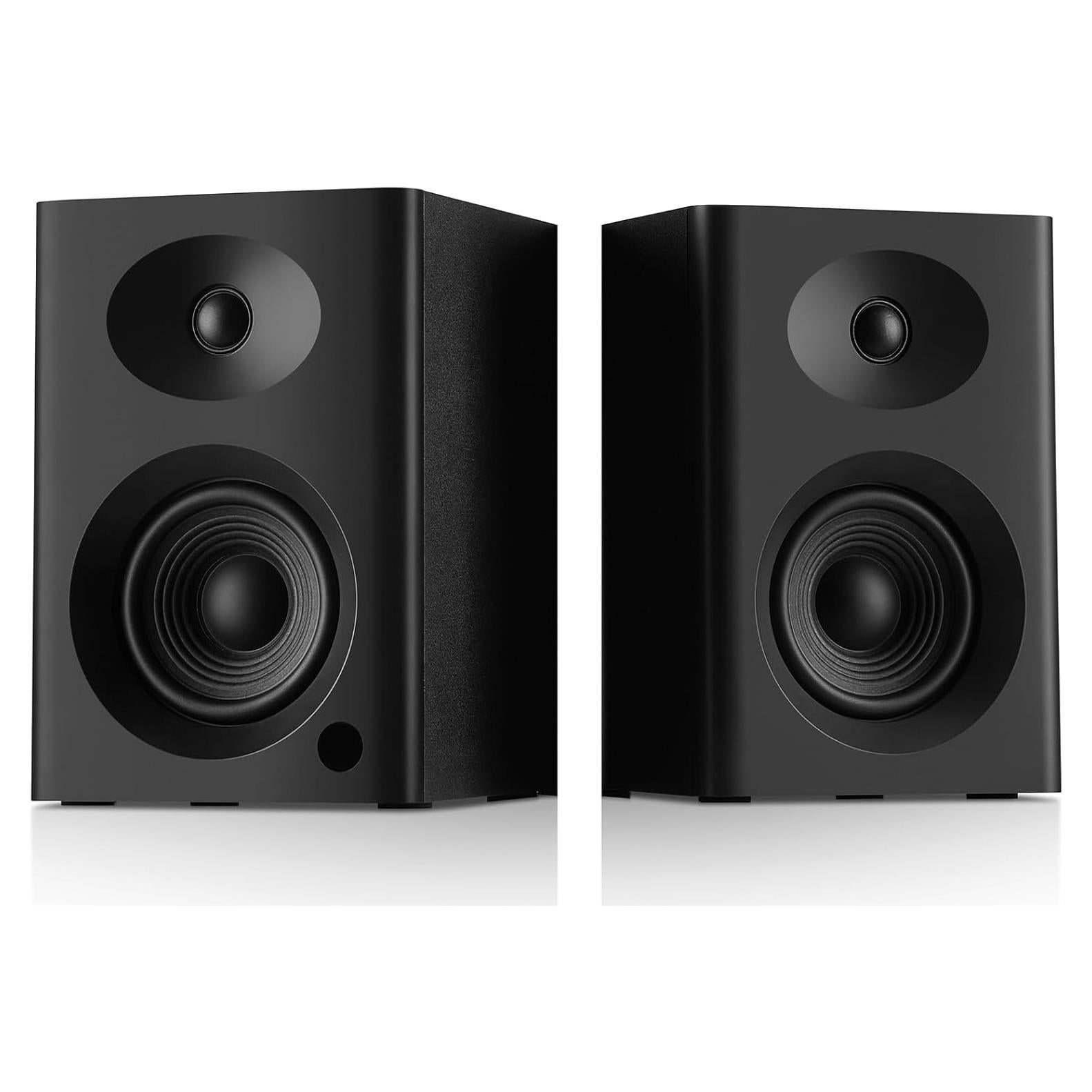 Bookshelf Speakers with Deep Bass, 80W Peak Output HiFi Gaming Computer Speakers, 4" Desktop Audio System for Home Office Desktop PC, Home Entertainment, Turntable, Pair, Black