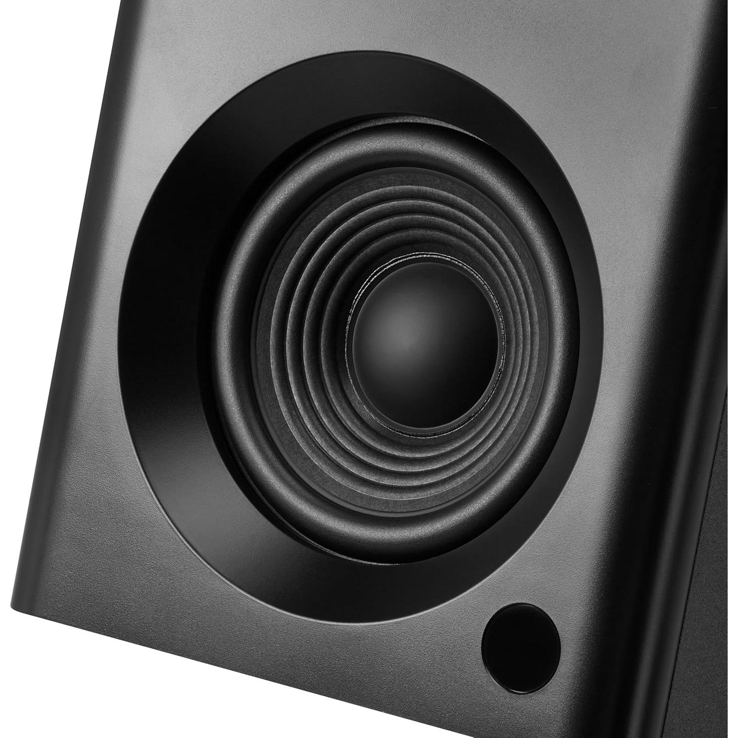 Bookshelf Speakers with Deep Bass, 80W Peak Output HiFi Gaming Computer Speakers, 4" Desktop Audio System for Home Office Desktop PC, Home Entertainment, Turntable, Pair, Black