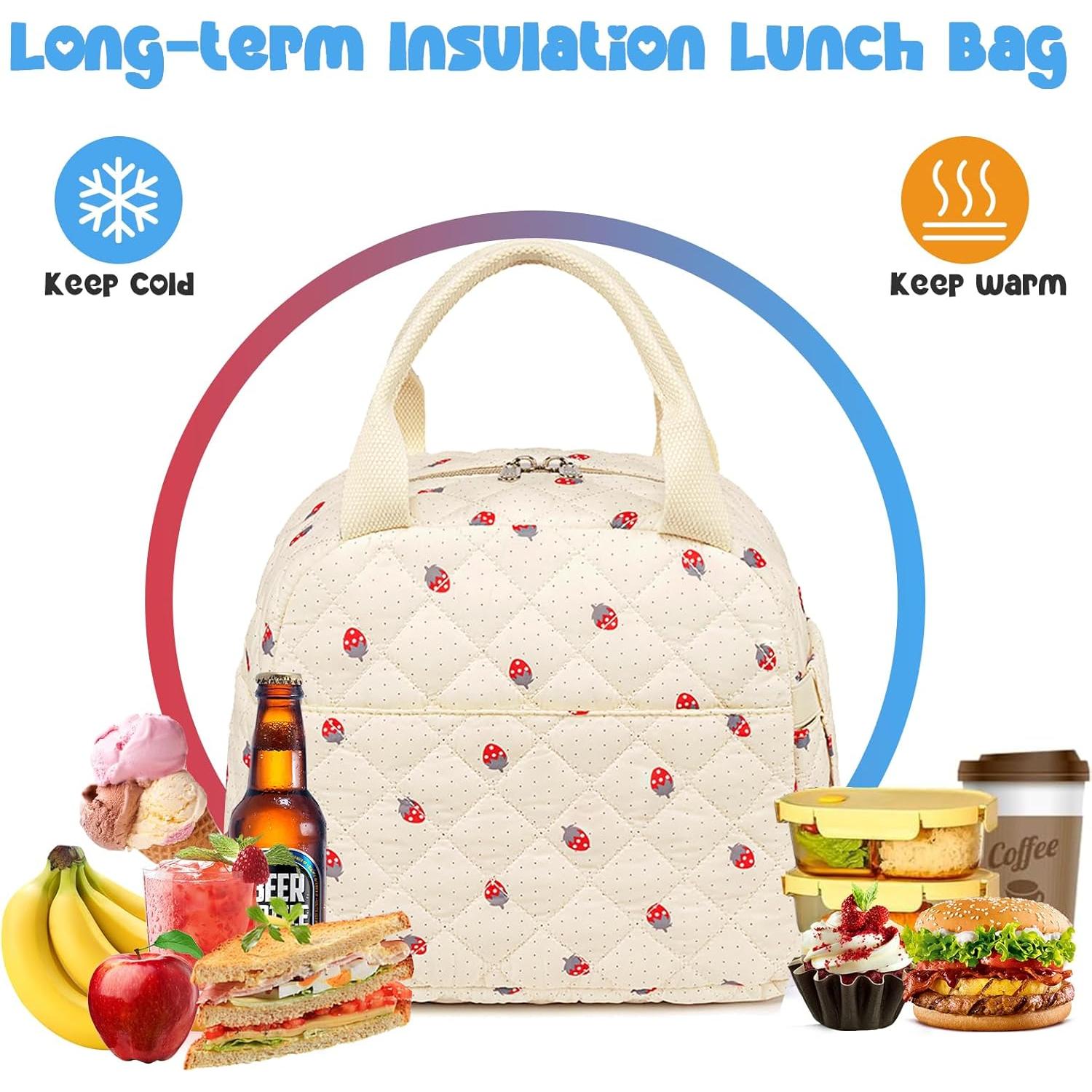 Bolsa de Almuerzo Aislada Bluboon 3L Fresa Beige para Trabajo