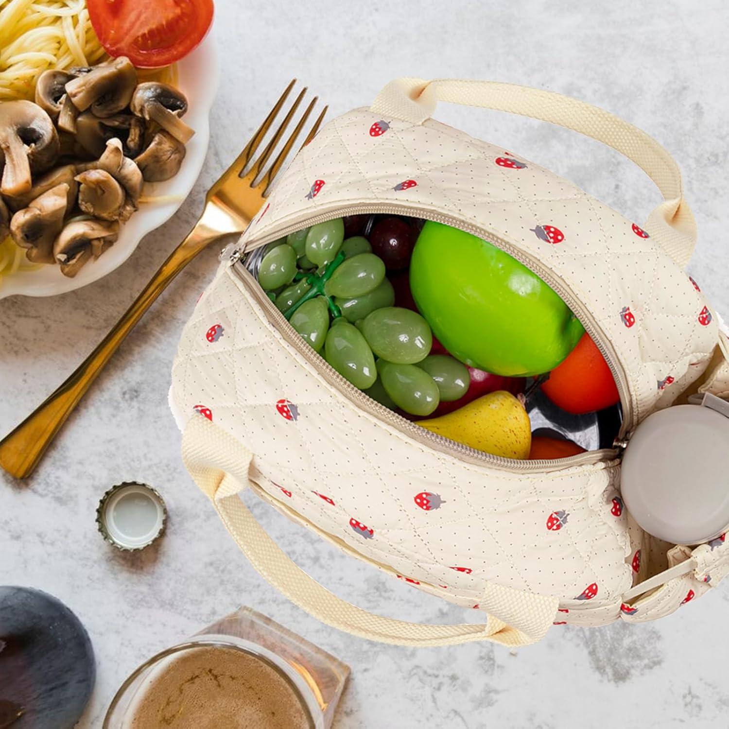 Bolsa de Almuerzo Aislada Bluboon 3L Fresa Beige para Trabajo